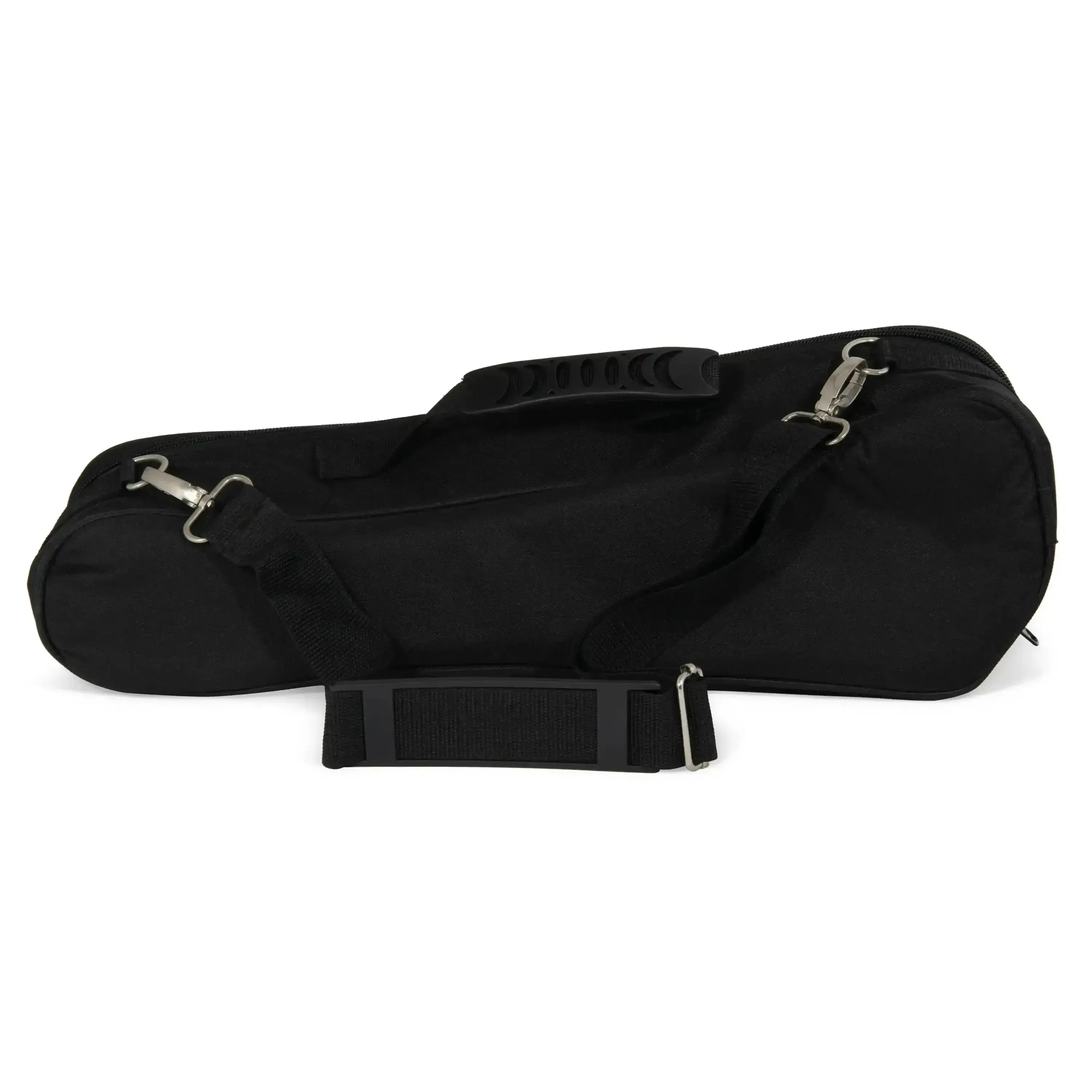 Ohana DB-19BK black sopranino ukulele softcase with shoulder strap and padded handle.