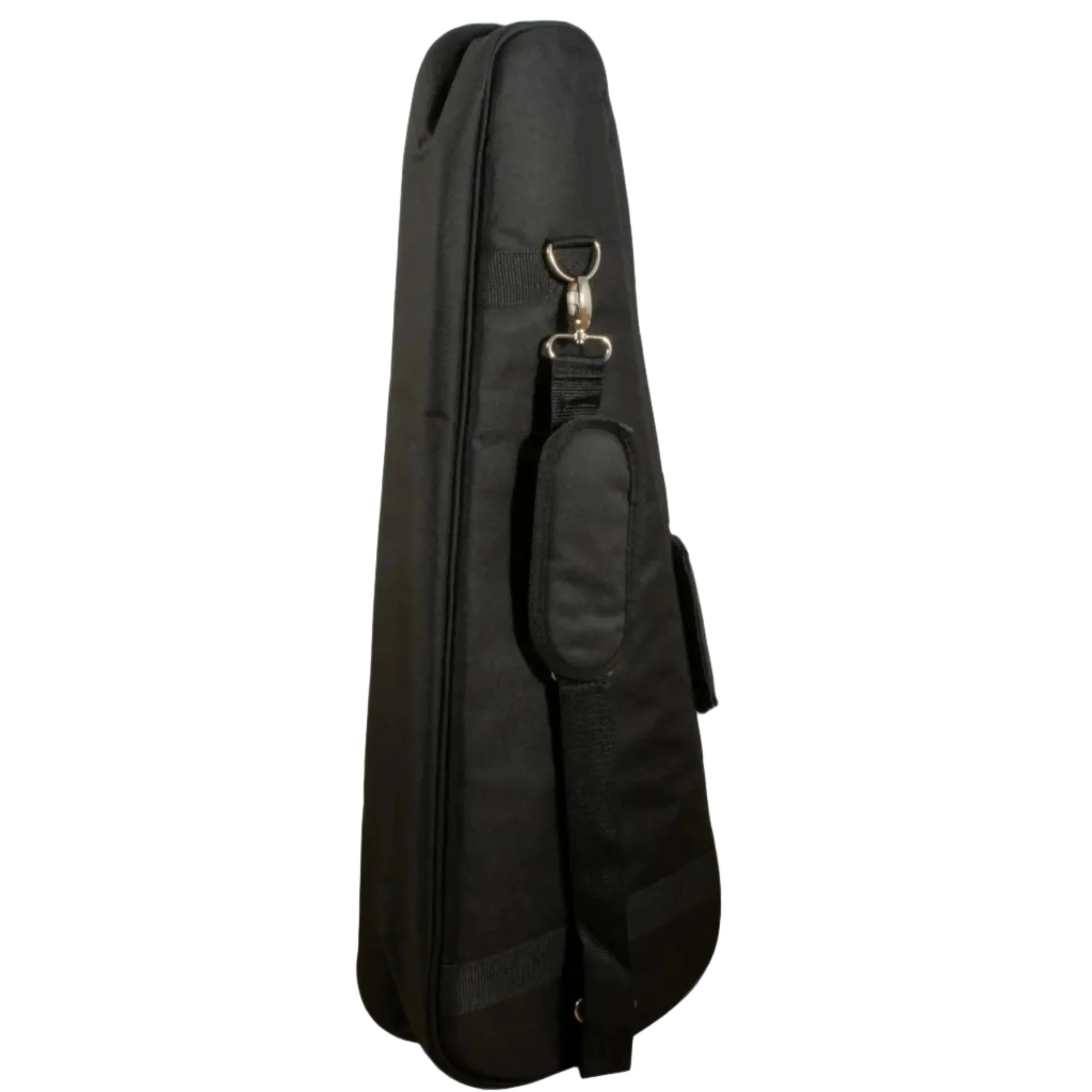 Ohana DB-21OR Deluxe Soprano Ukulele Gigbag in black nylon with orange accents and shoulder strap.
