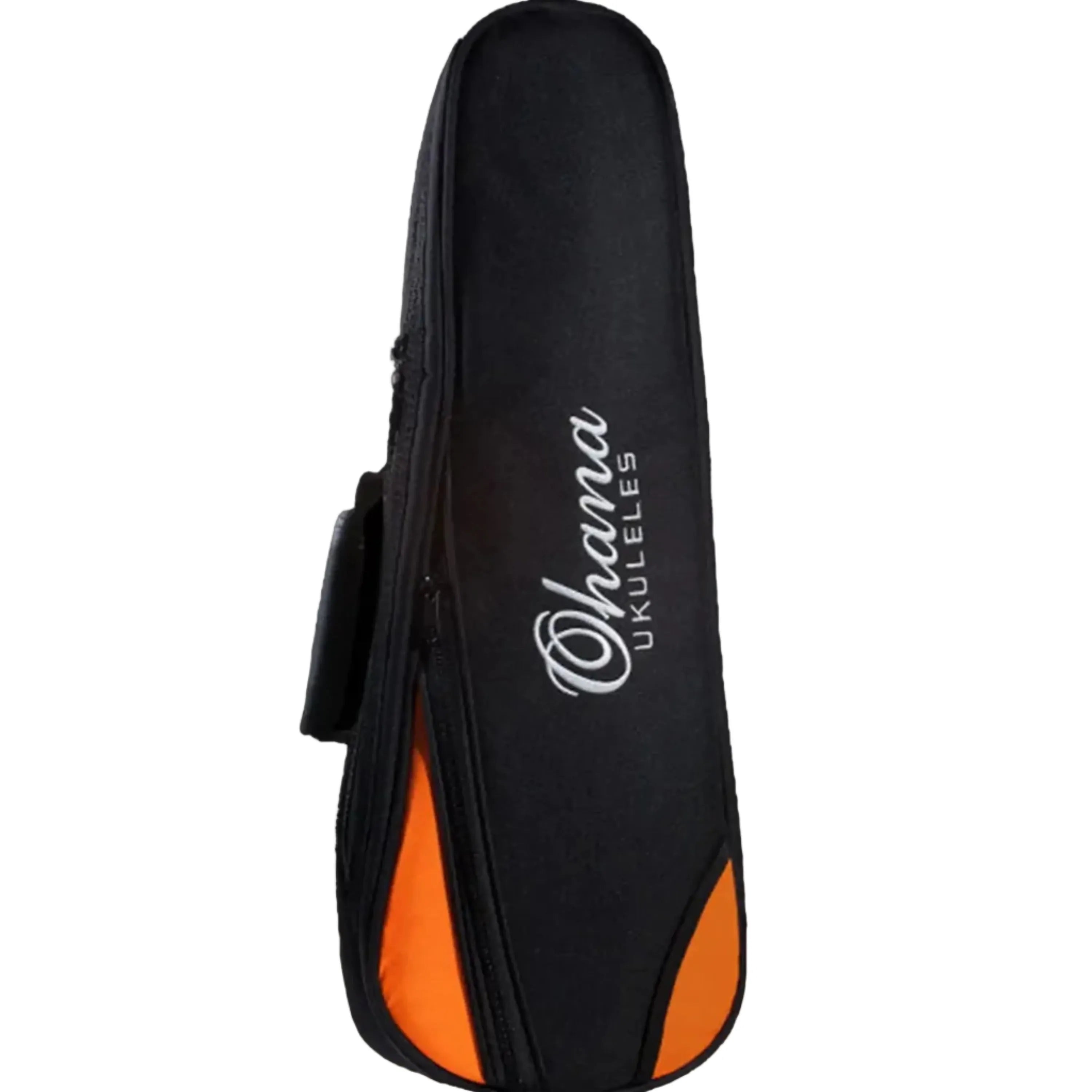Ohana Deluxe Tenor Ukulele Gigbag in black with orange accents and embroidered logo.
