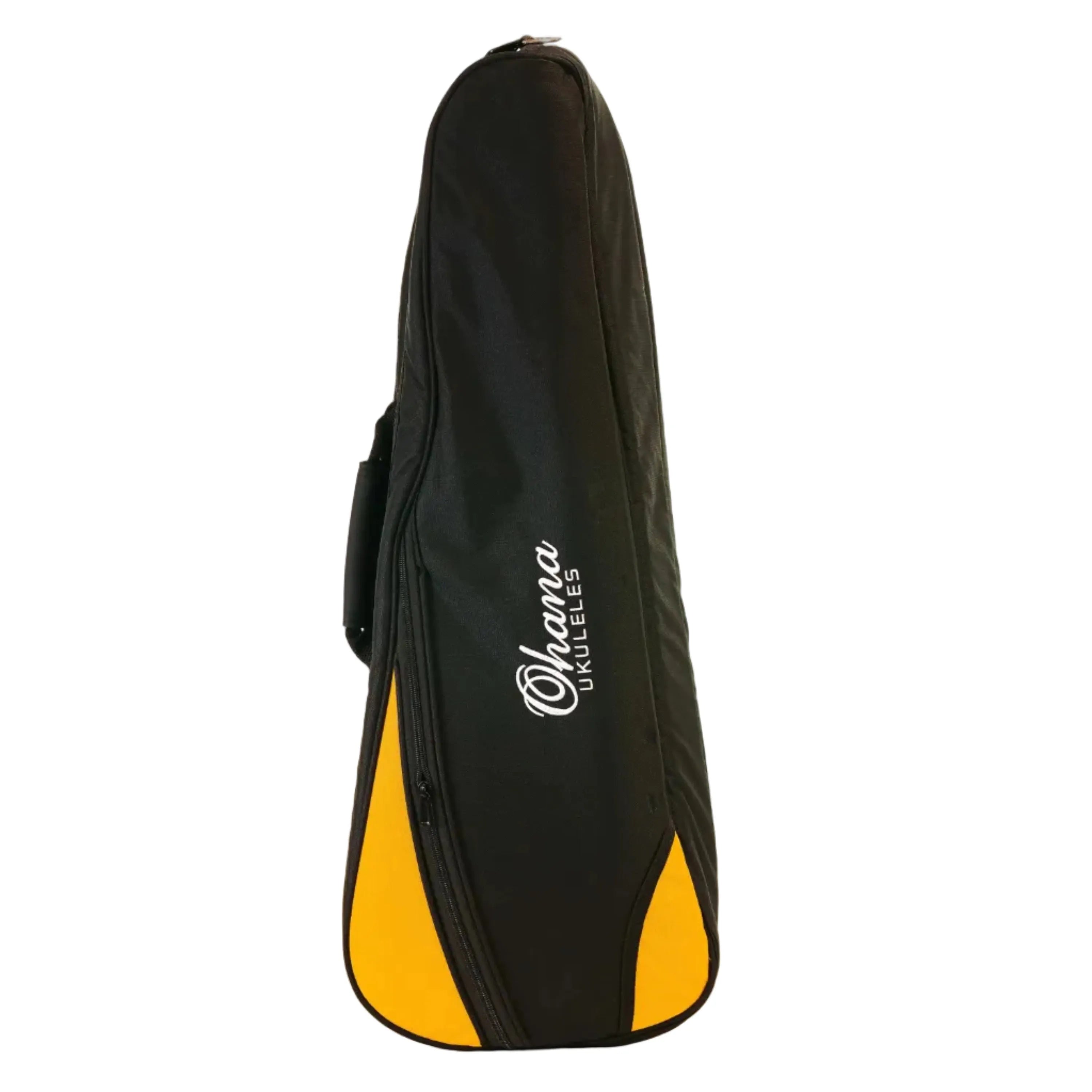 Ohana DB2-24OR Double Deluxe Concert Ukulele Bag, black nylon with orange accents and logo.