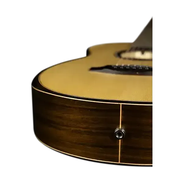 Ohana GT-8E 1/2 size acoustic-electric guitar with solid spruce top and dark rosewood arched back.