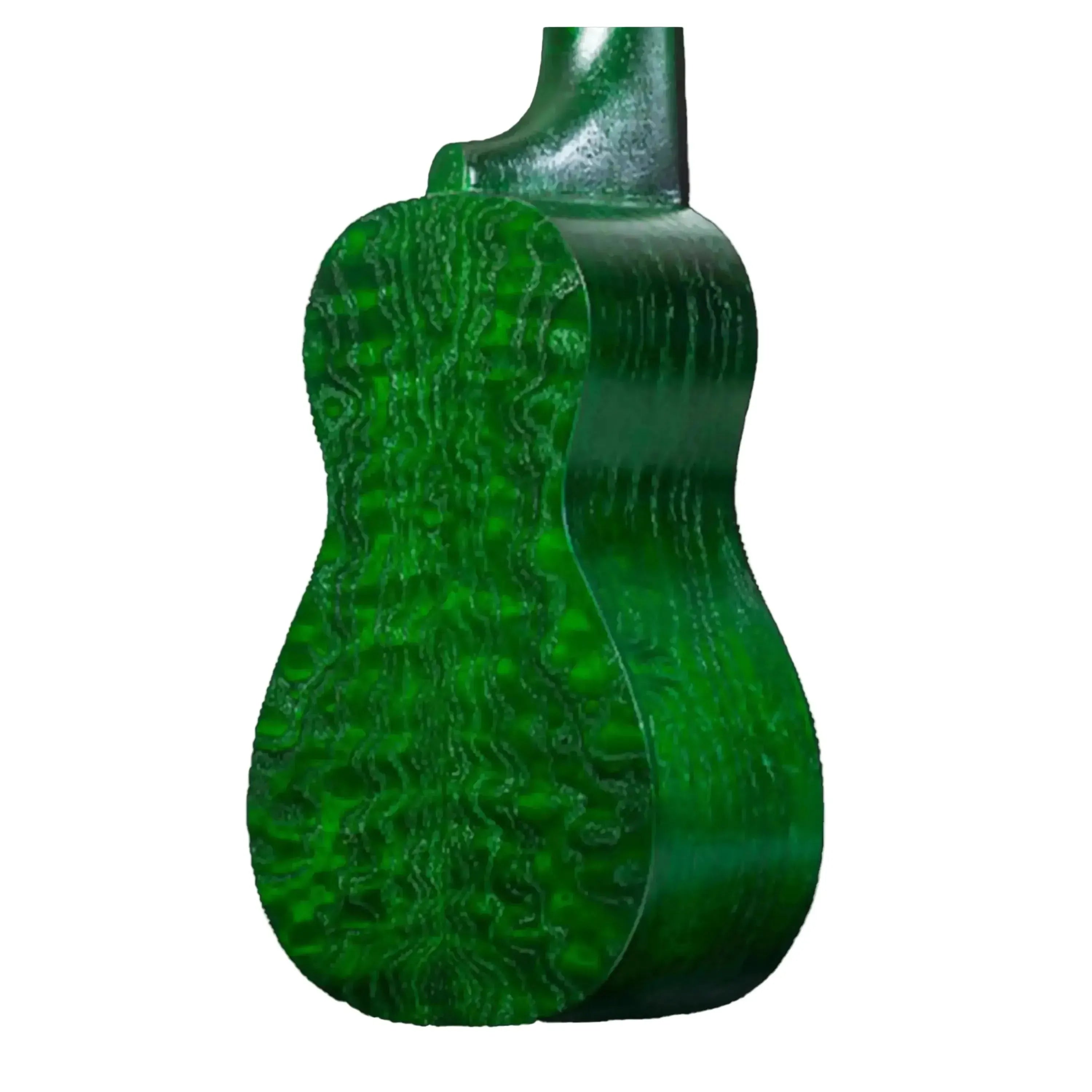 Ohana O'Nina Willow Green Sopranissimo Ukulele, back view showing willow wood grain.