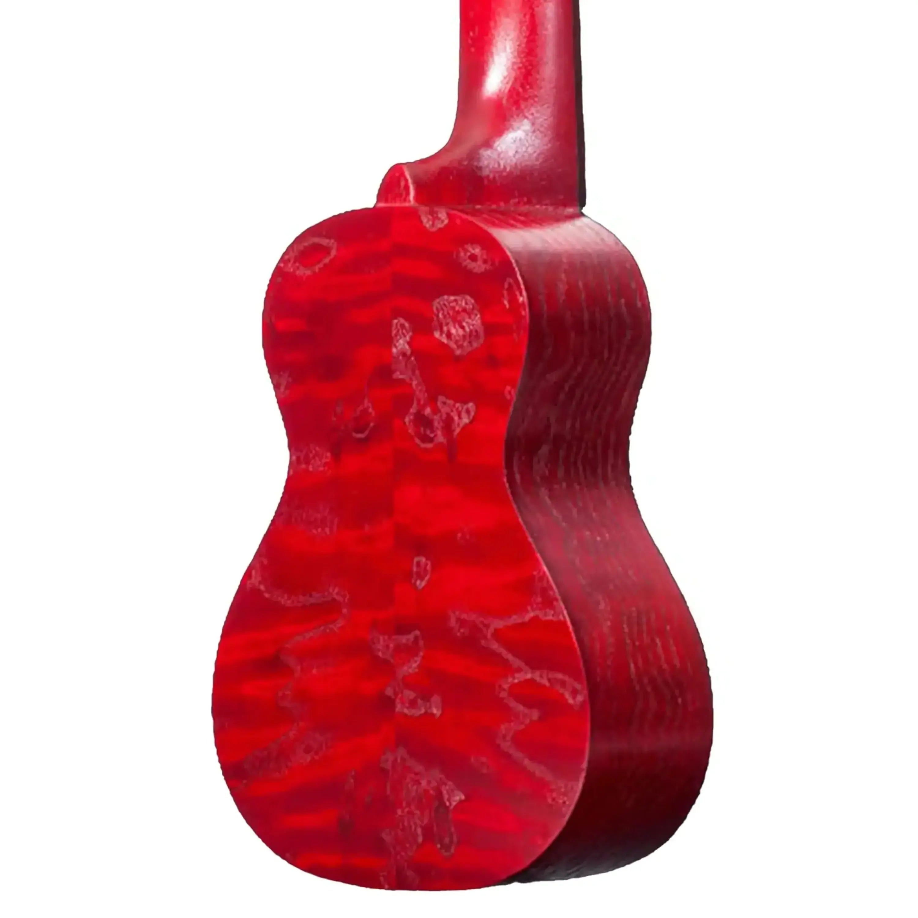 Ohana O'Nina Sopranissimo Ukulele back, vibrant red laminate willow wood with satin finish.