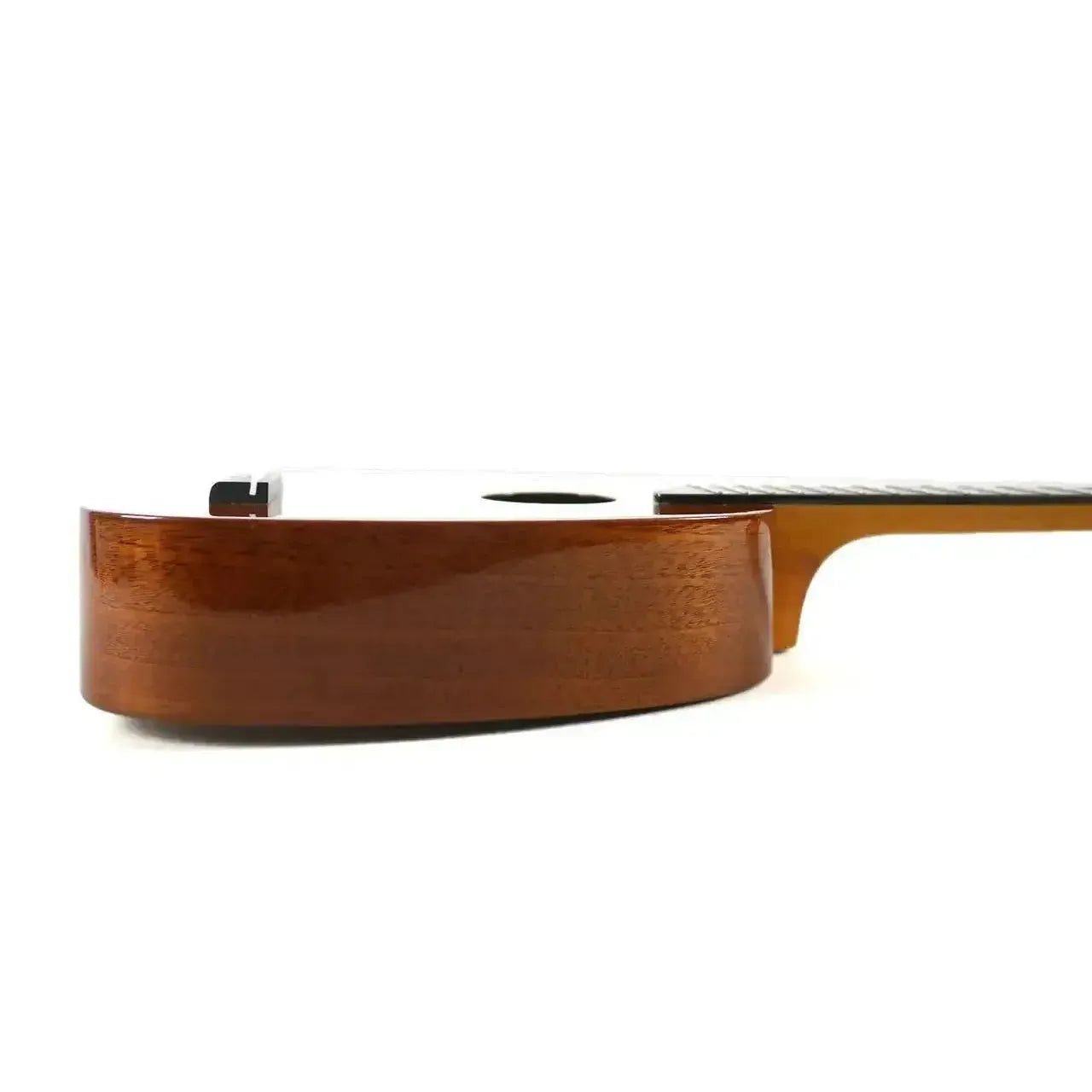 Ohana PK-25G solid mahogany pineapple soprano ukulele body with glossy finish.