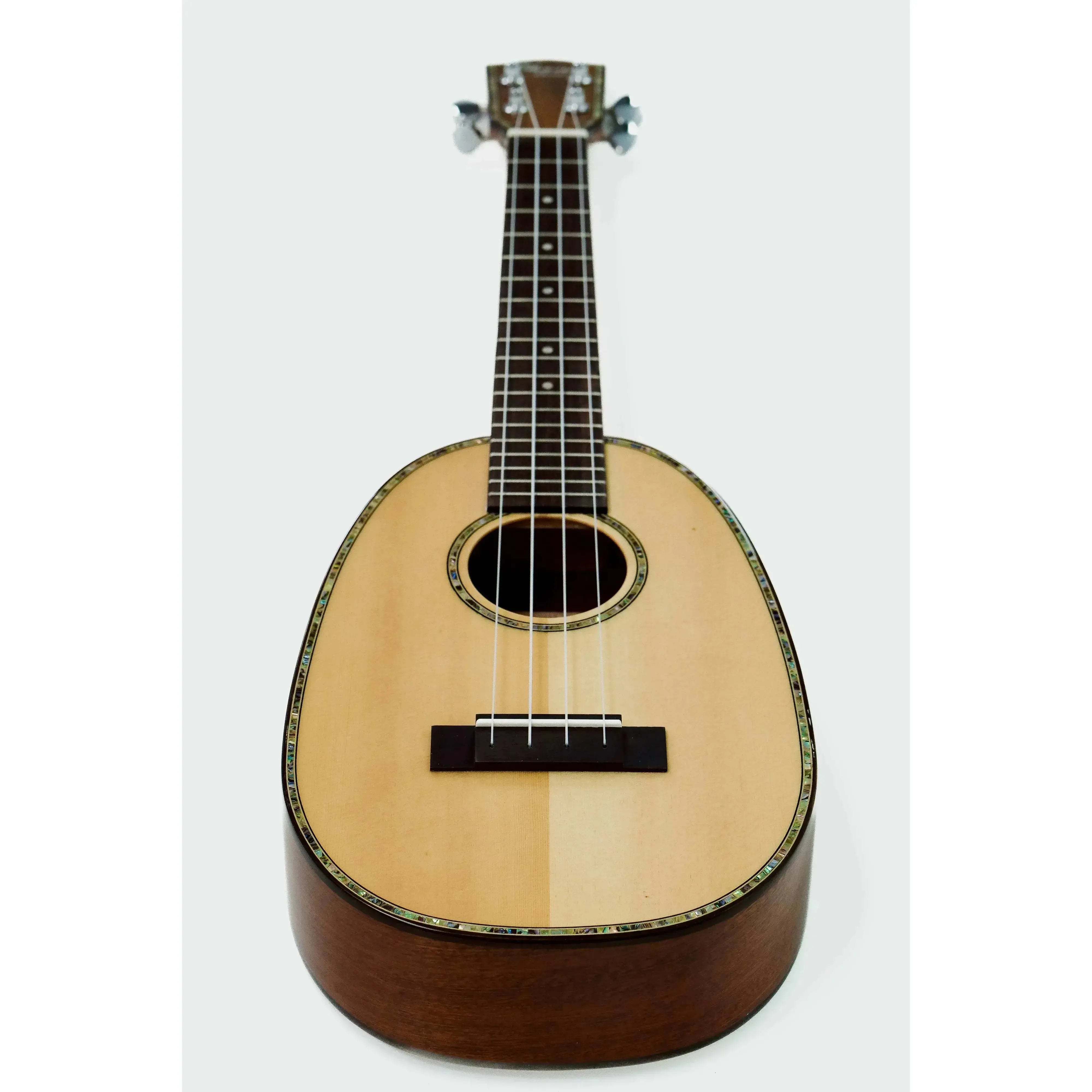 Ohana PK-70G pineapple soprano ukulele with light spruce top, dark mahogany sides, and abalone inlay.