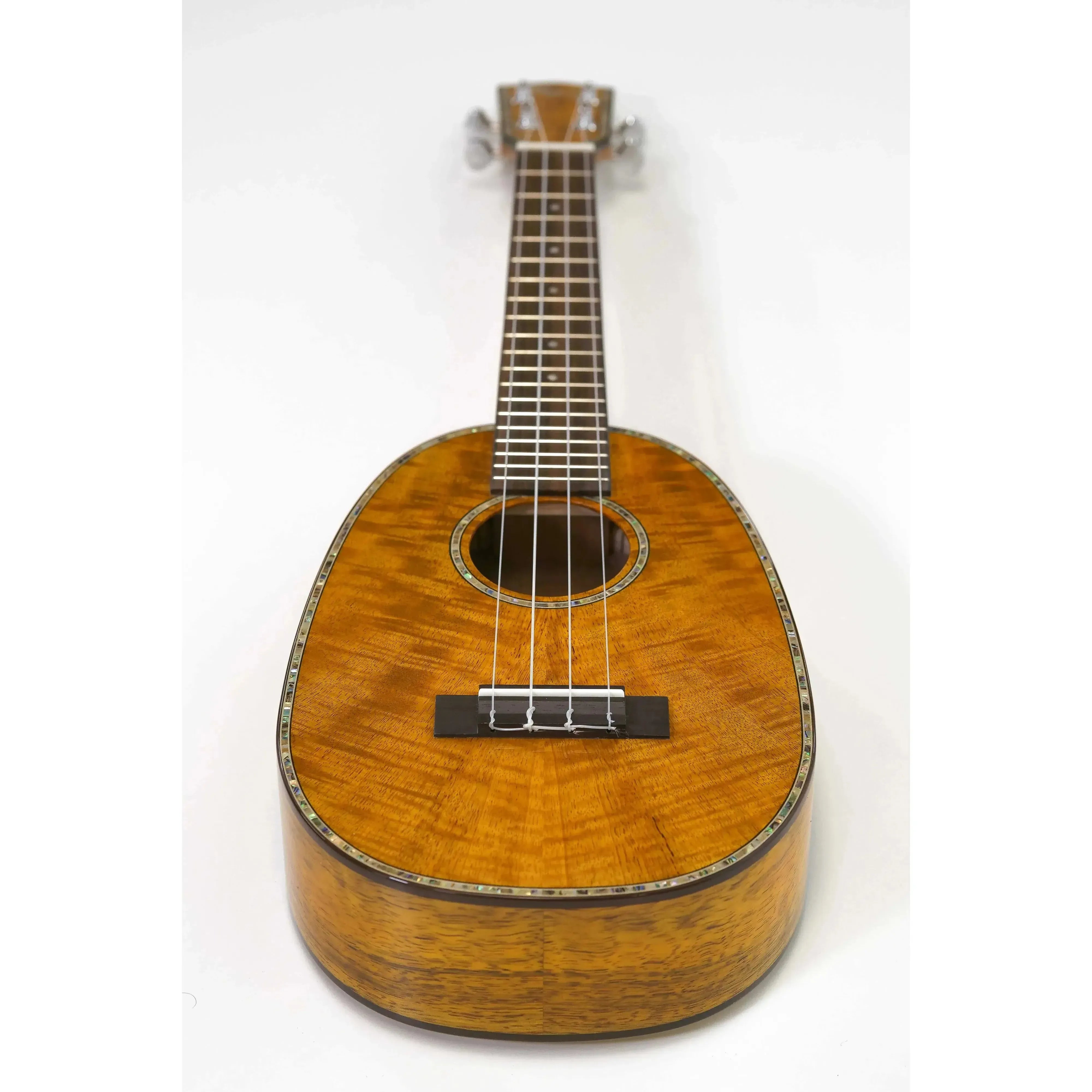 Ohana PKC-220G solid mango pineapple concert ukulele with glossy finish and abalone inlay.