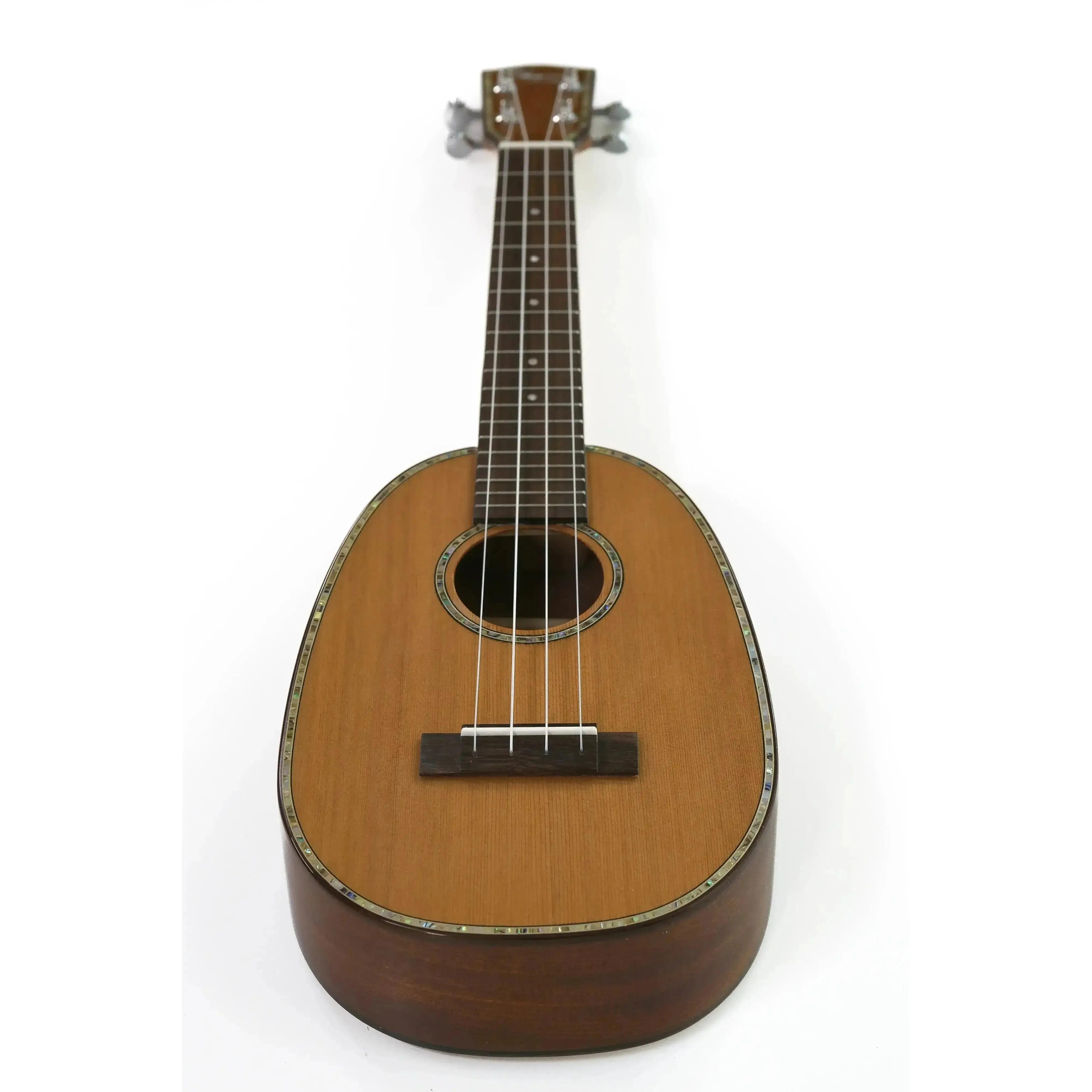 Ohana PKC-50G pineapple concert ukulele with a solid cedar top and mahogany back, gloss finish.