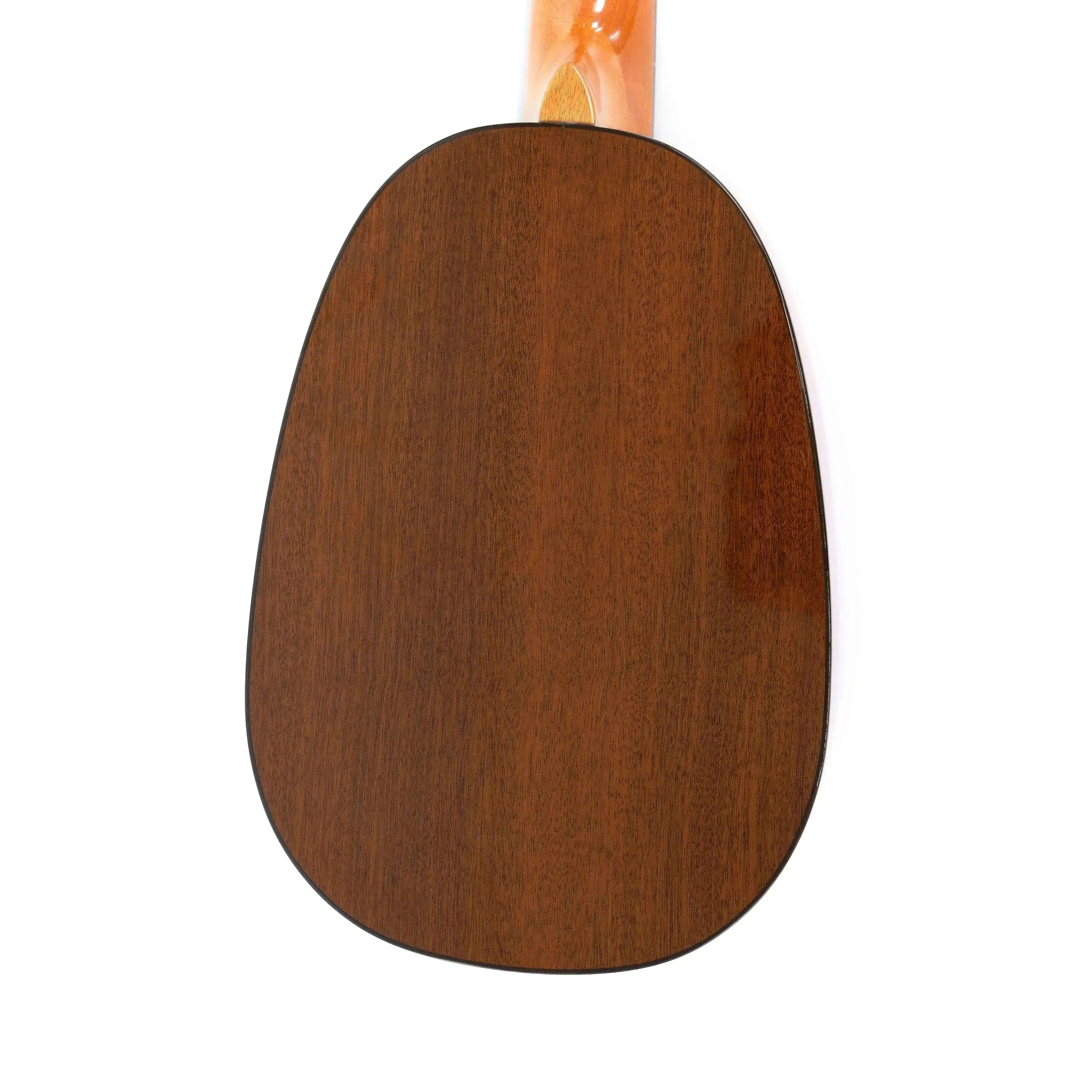 Back of an Ohana PKC-70G pineapple concert ukulele, showing its solid mahogany back and gloss finish.