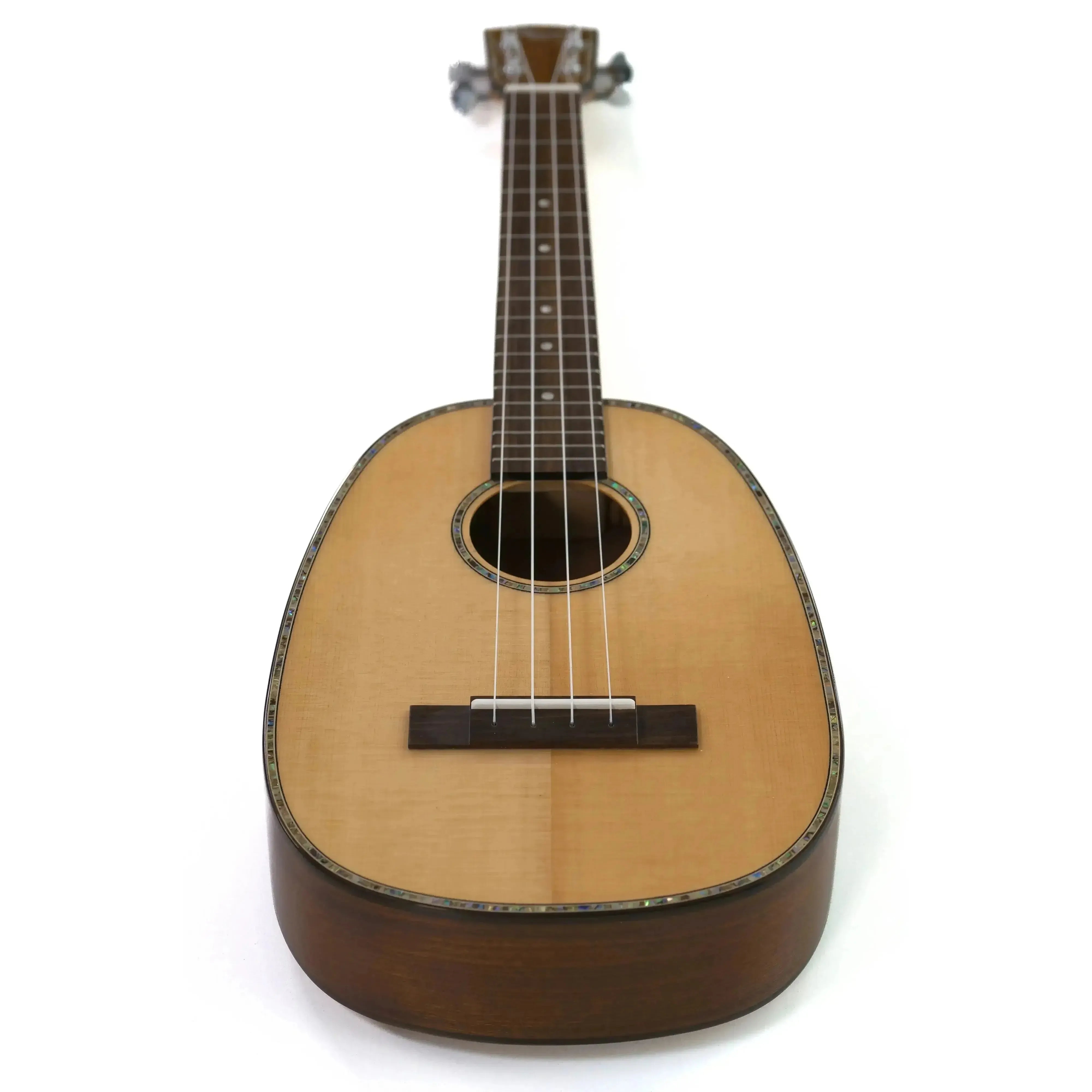 Ohana PKT-70G pineapple tenor ukulele with light spruce top, dark mahogany back, and abalone inlay.