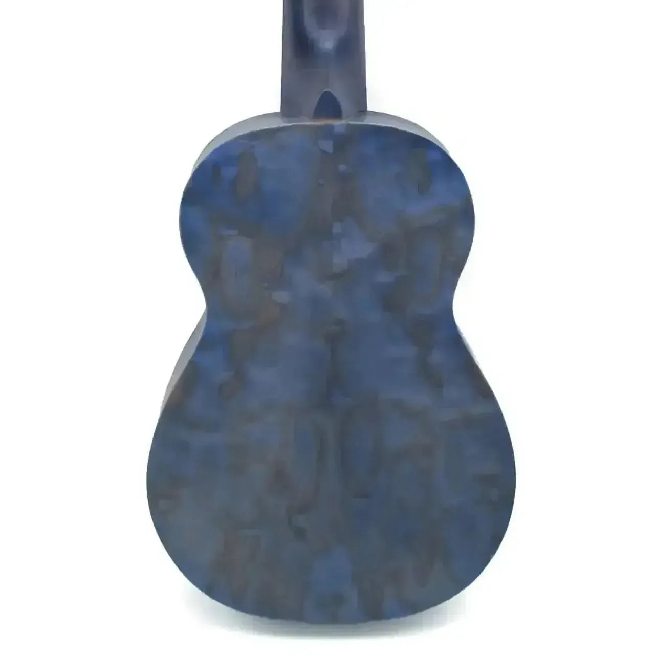 Back of an Ohana SK-15W-BL Blue Willow Soprano Ukulele, showing its blue willow laminate finish.