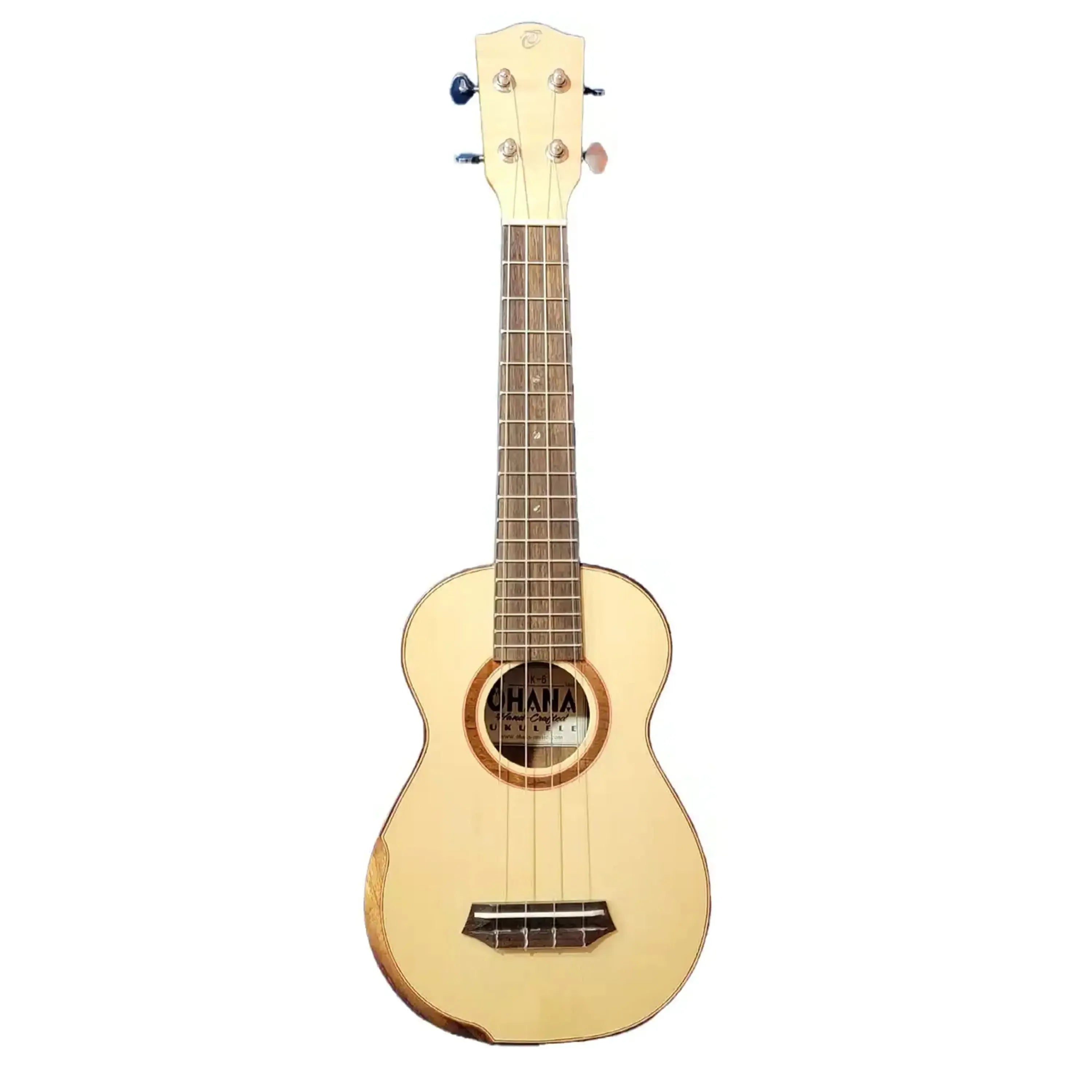Ohana SK-6 Soprano Ukulele with light spruce top, acacia back, rosewood fretboard, and gloss finish.