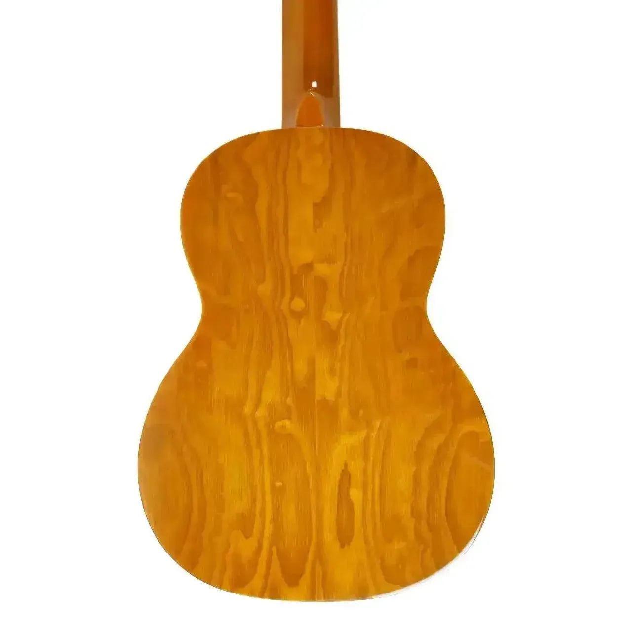 Back of an Ohana TK-15WG Tenor Ukulele, showing its light brown willow wood grain and gloss finish.