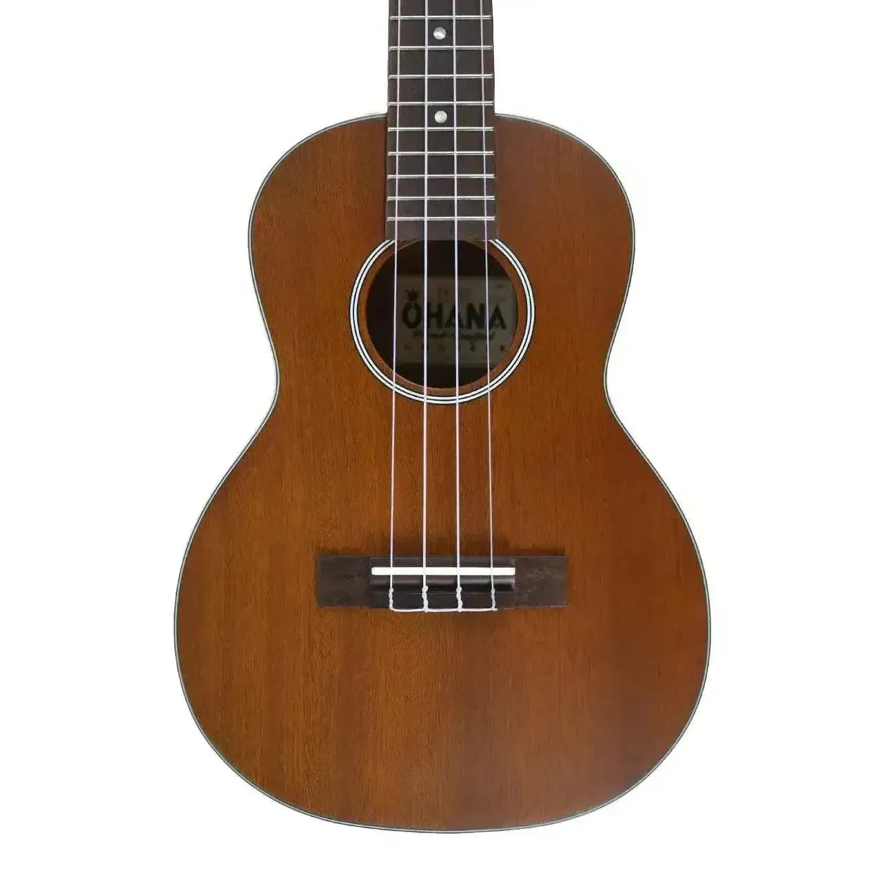 Ohana TK-20 Tenor Ukulele with solid mahogany top, satin finish, and cream binding.