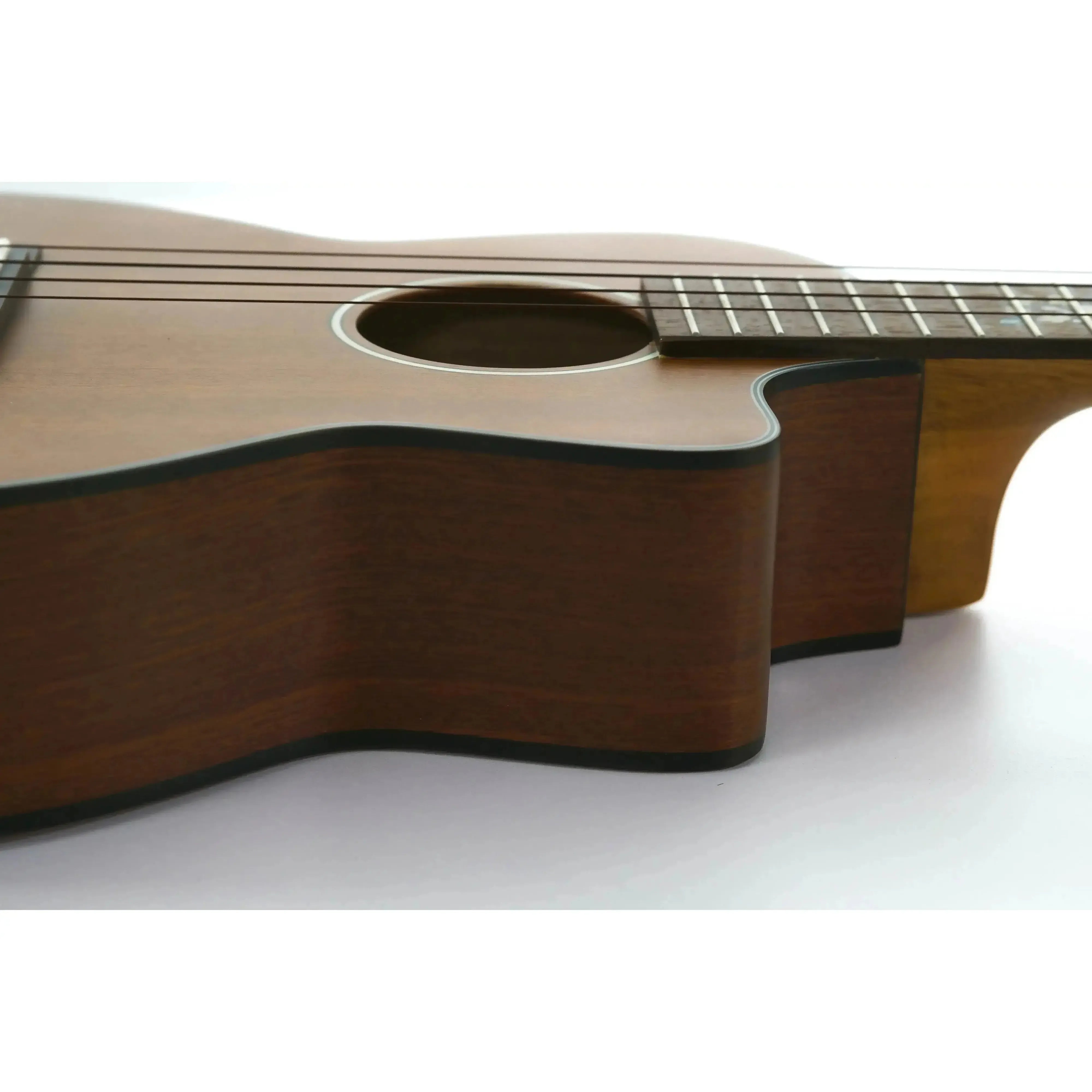 Ohana TK-25CE-CL Cynthia Lin tenor ukulele with mahogany top, soundhole, and cutaway body.