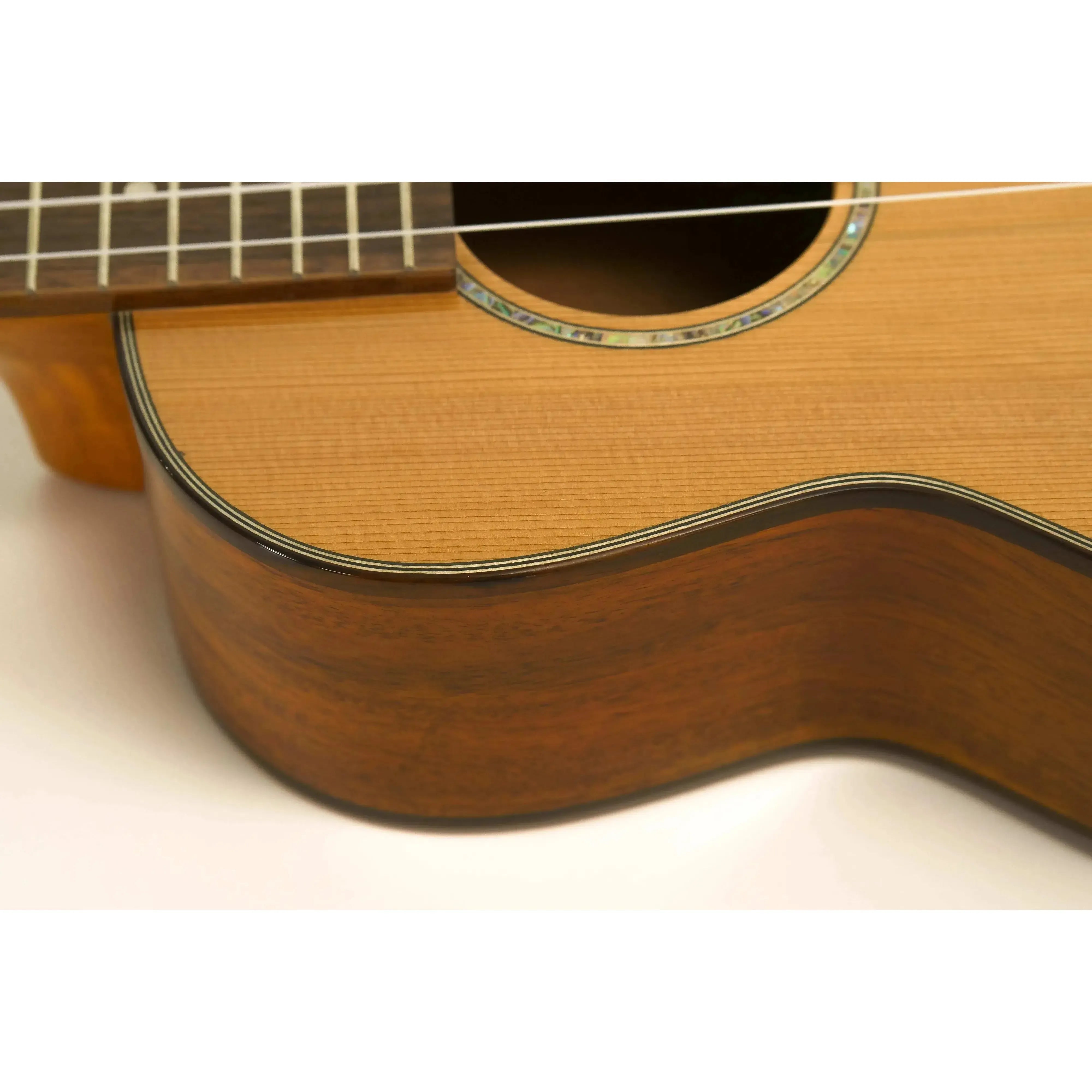 Ohana TK-260G Tenor Ukulele with solid cedar top, abalone rosette, and glossy acacia sides.