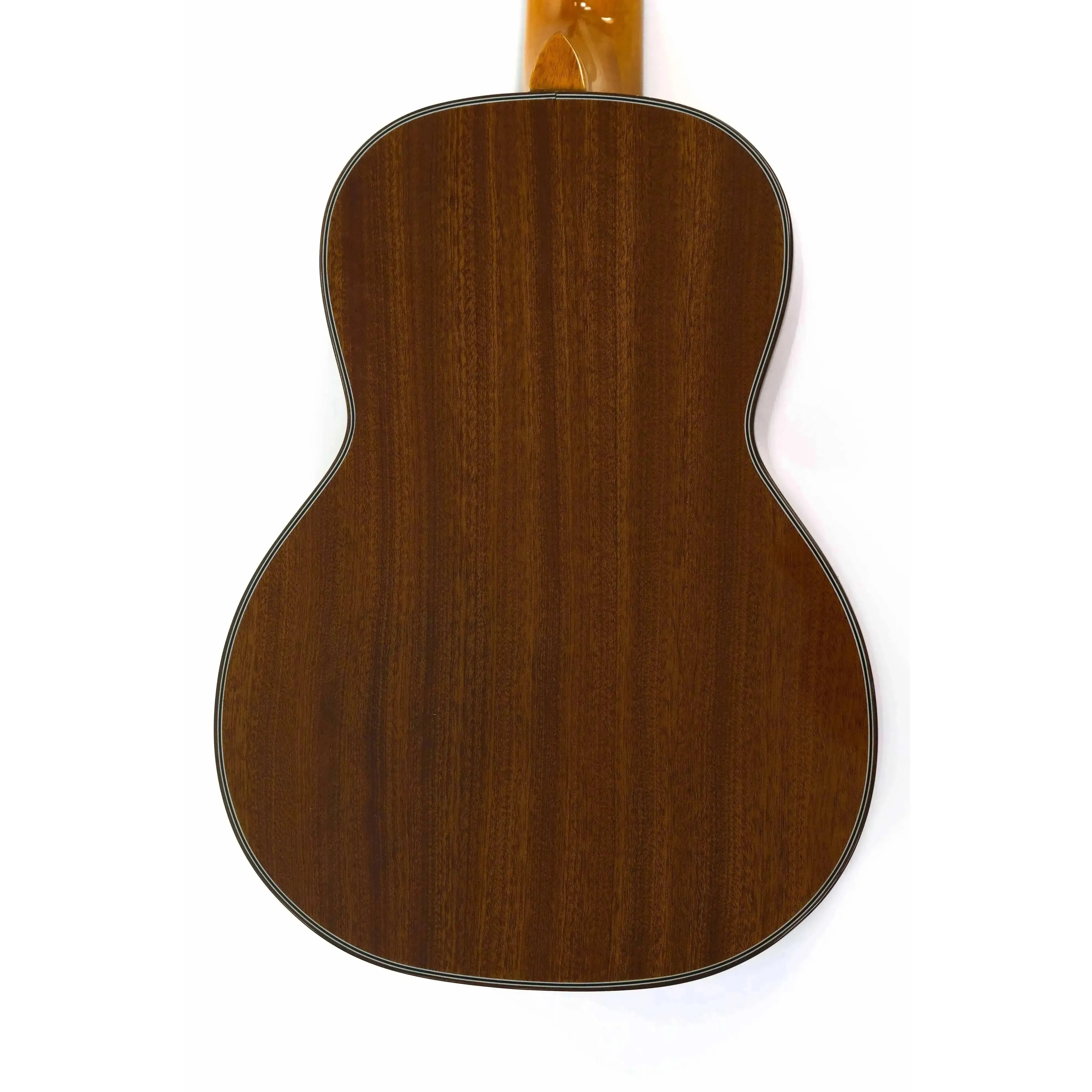 Ohana TK-35G-5 5-string tenor ukulele back, solid mahogany with glossy finish and hardwood binding.