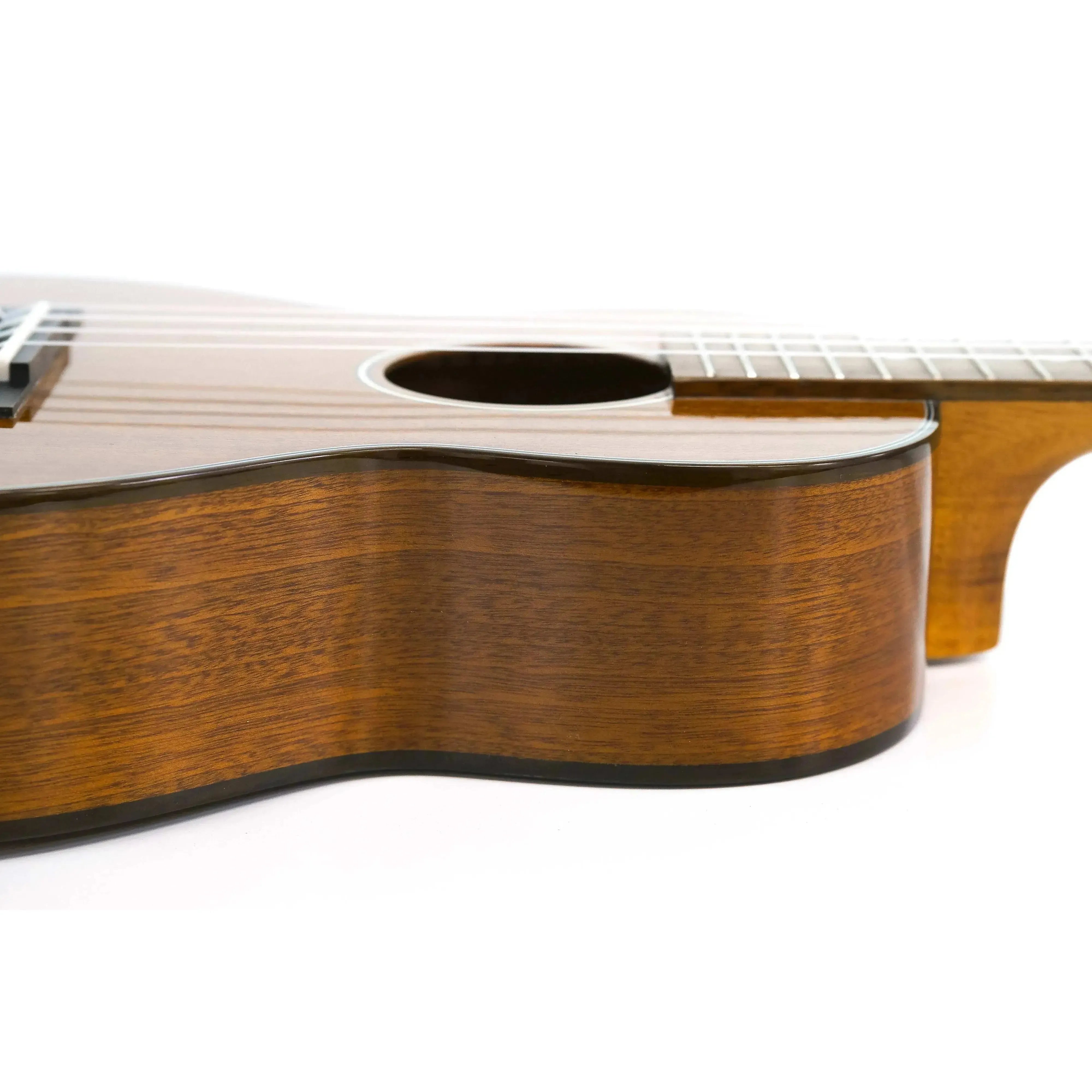 Ohana TK-35G Tenor Ukulele body, showing its solid mahogany wood grain and gloss finish.