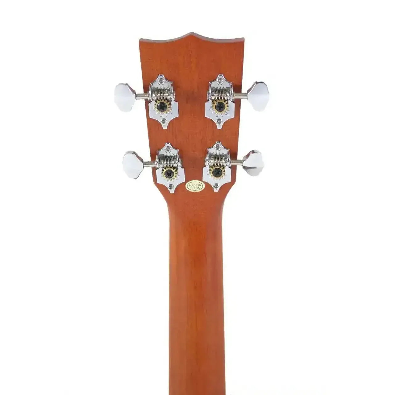 Ohana TK-39 Tenor Ukulele headstock with mahogany finish and four Grover nickel open-geared tuners.