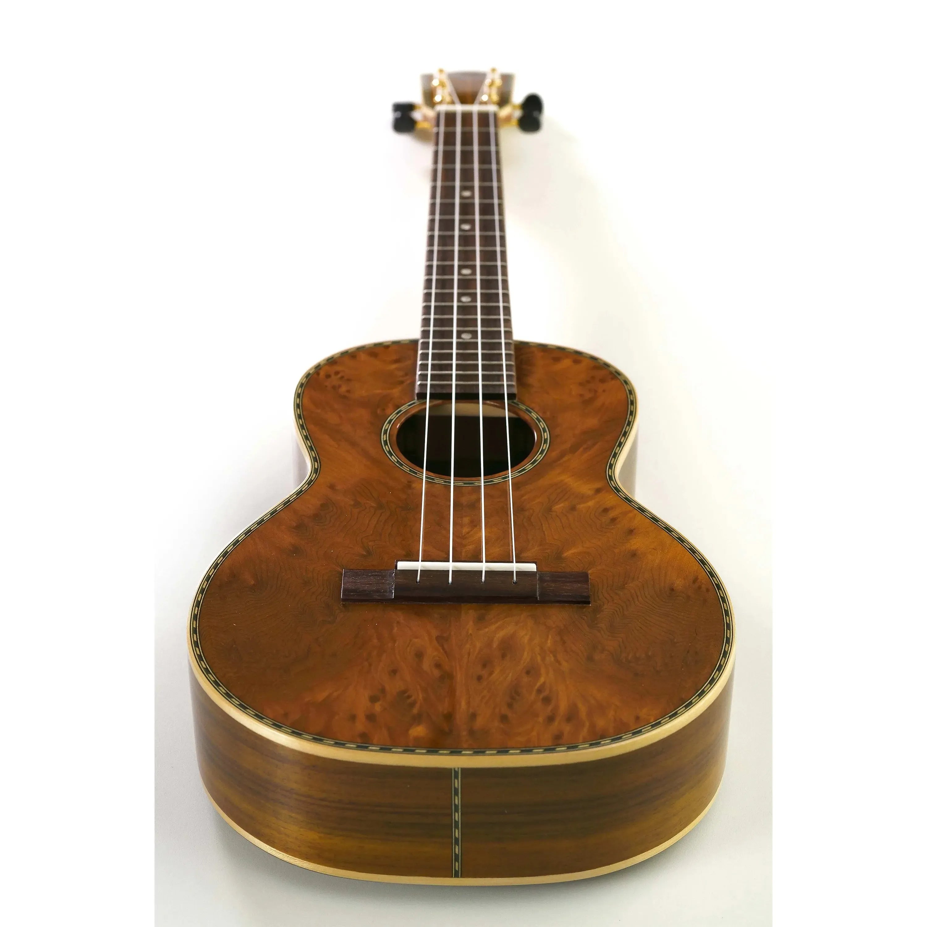 Ohana TK-43 Tenor Ukulele with solid burled redwood top, rosewood back/sides, and maple binding.