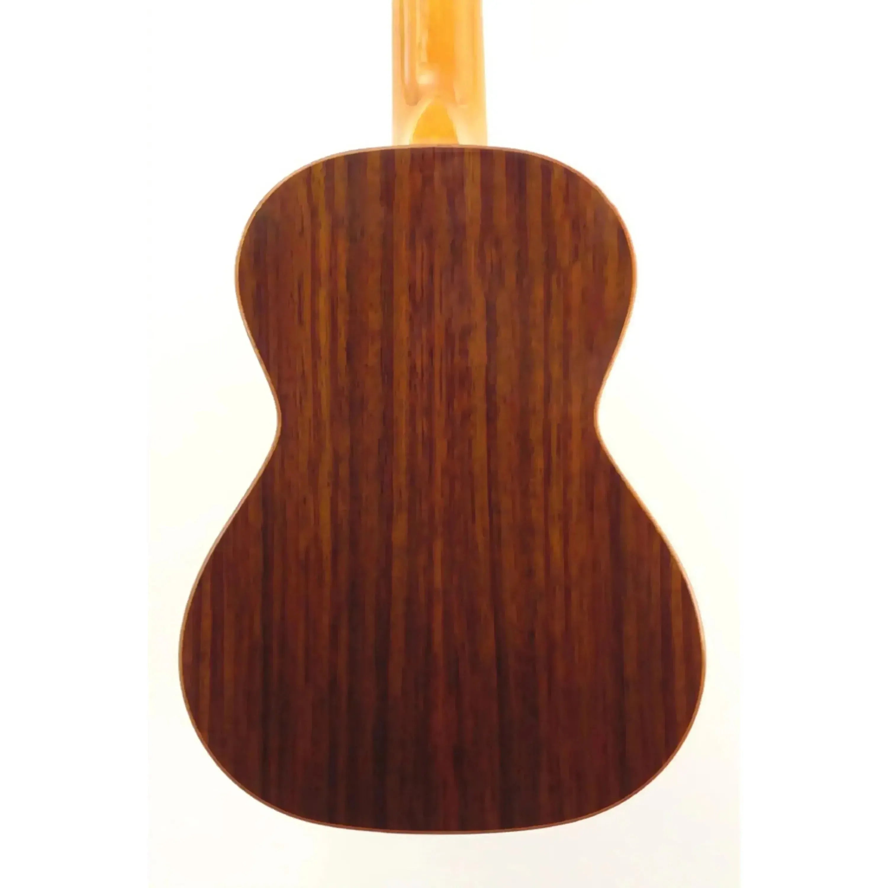 Ohana TK-50G tenor ukulele, showing the glossy dark rosewood back with wood grain.