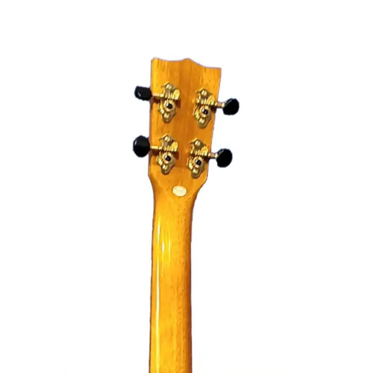 Ohana TK-70KCE Tenor Ukulele headstock and neck, featuring gold tuners with black buttons.