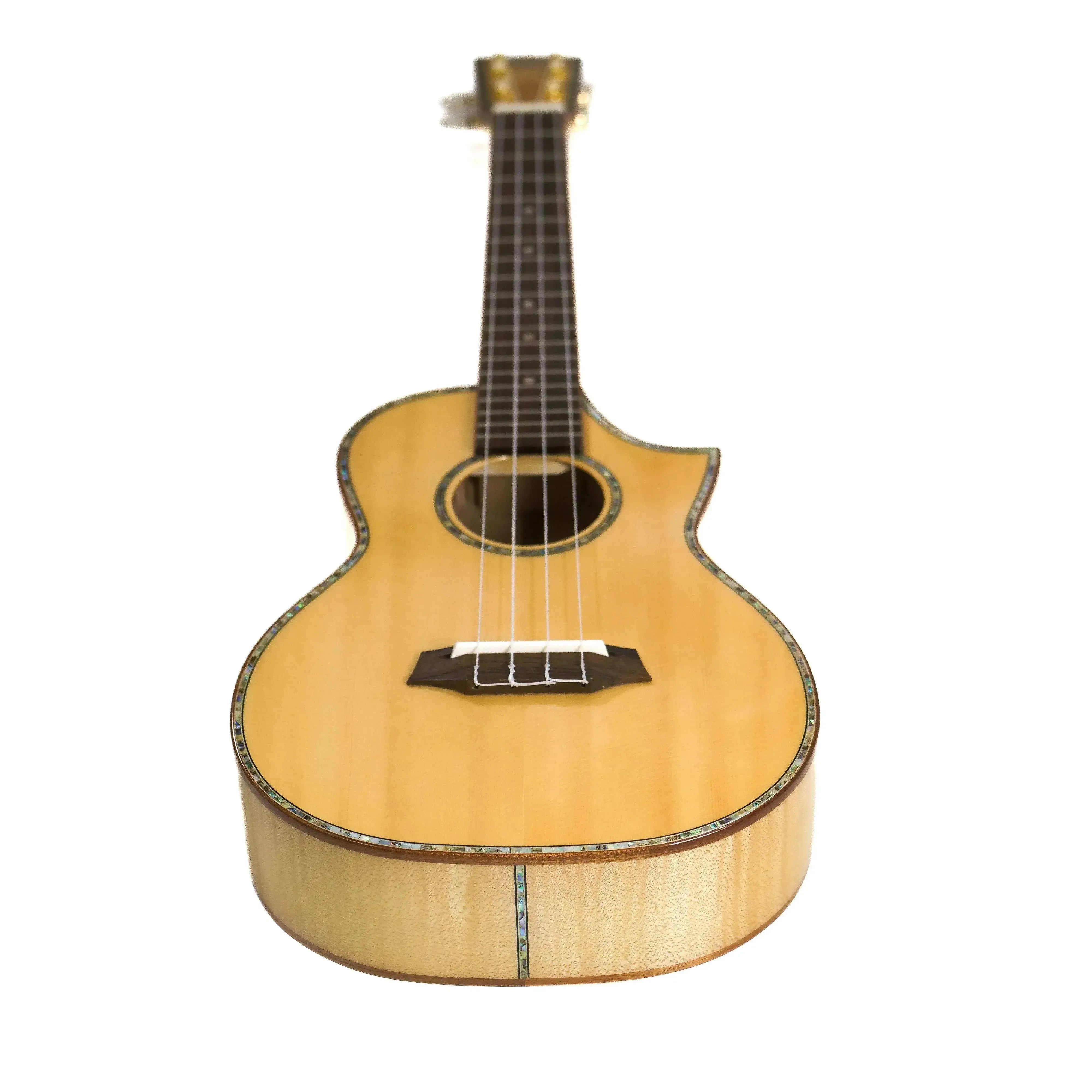 Ohana TK-75CG Limited Edition Tenor Ukulele with solid spruce top, flamed maple back/sides, abalone inlay, and Florentine cutaway.