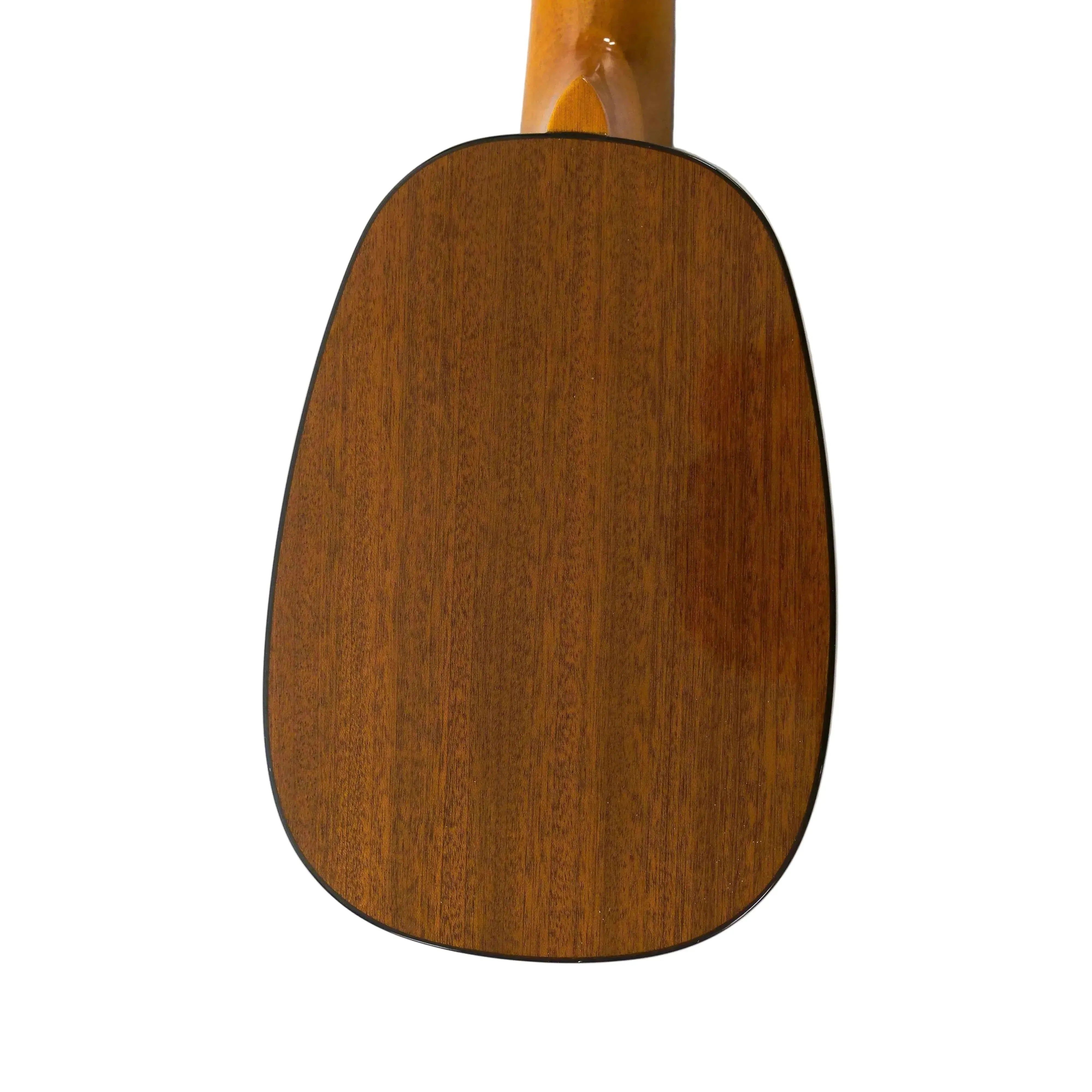 Back of an Ohana TPK-70G Pineapple Sopranino Ukulele, showing its solid mahogany wood grain.