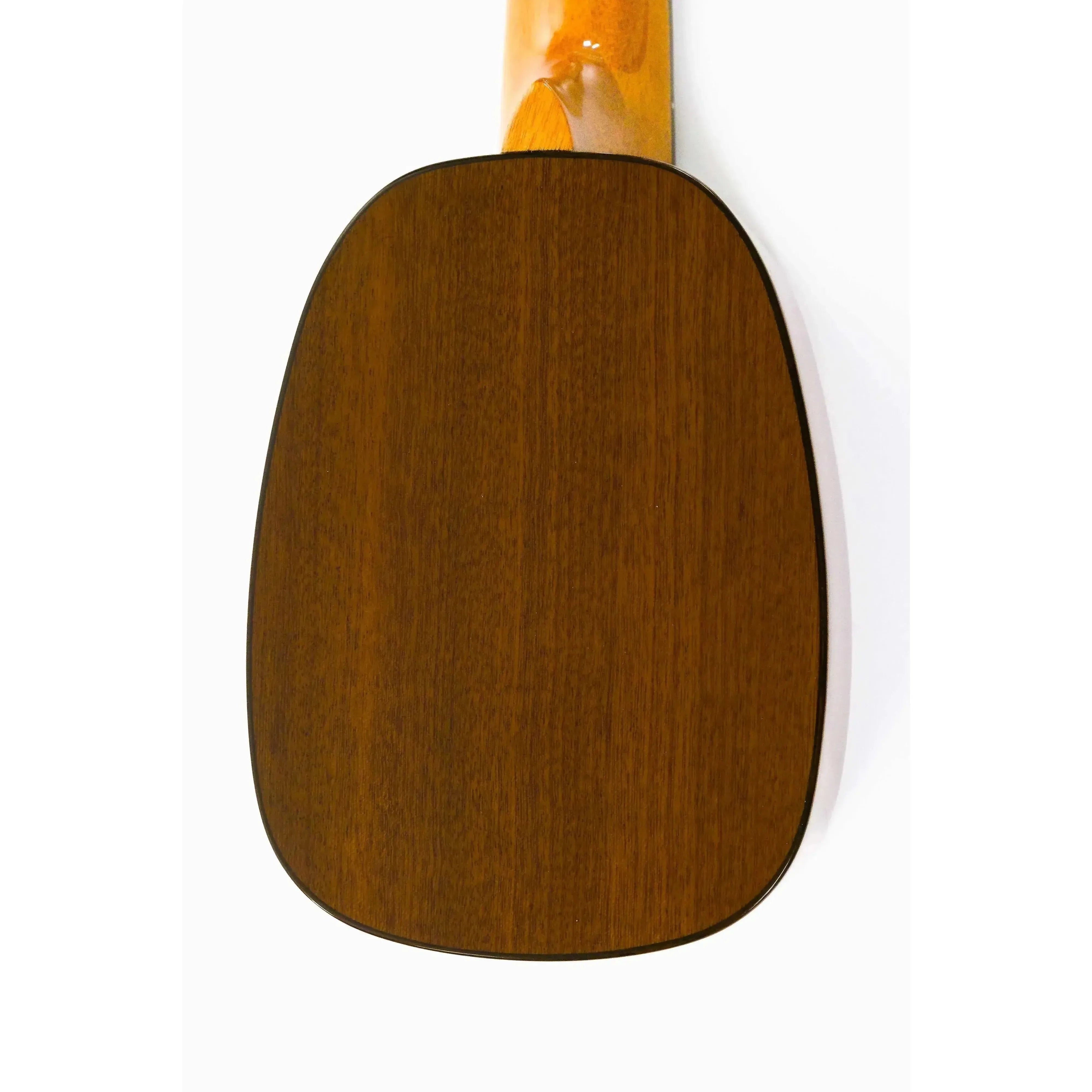 Back of Ohana TTPK-70G Pineapple Sopranissimo Ukulele, showing dark mahogany wood grain.
