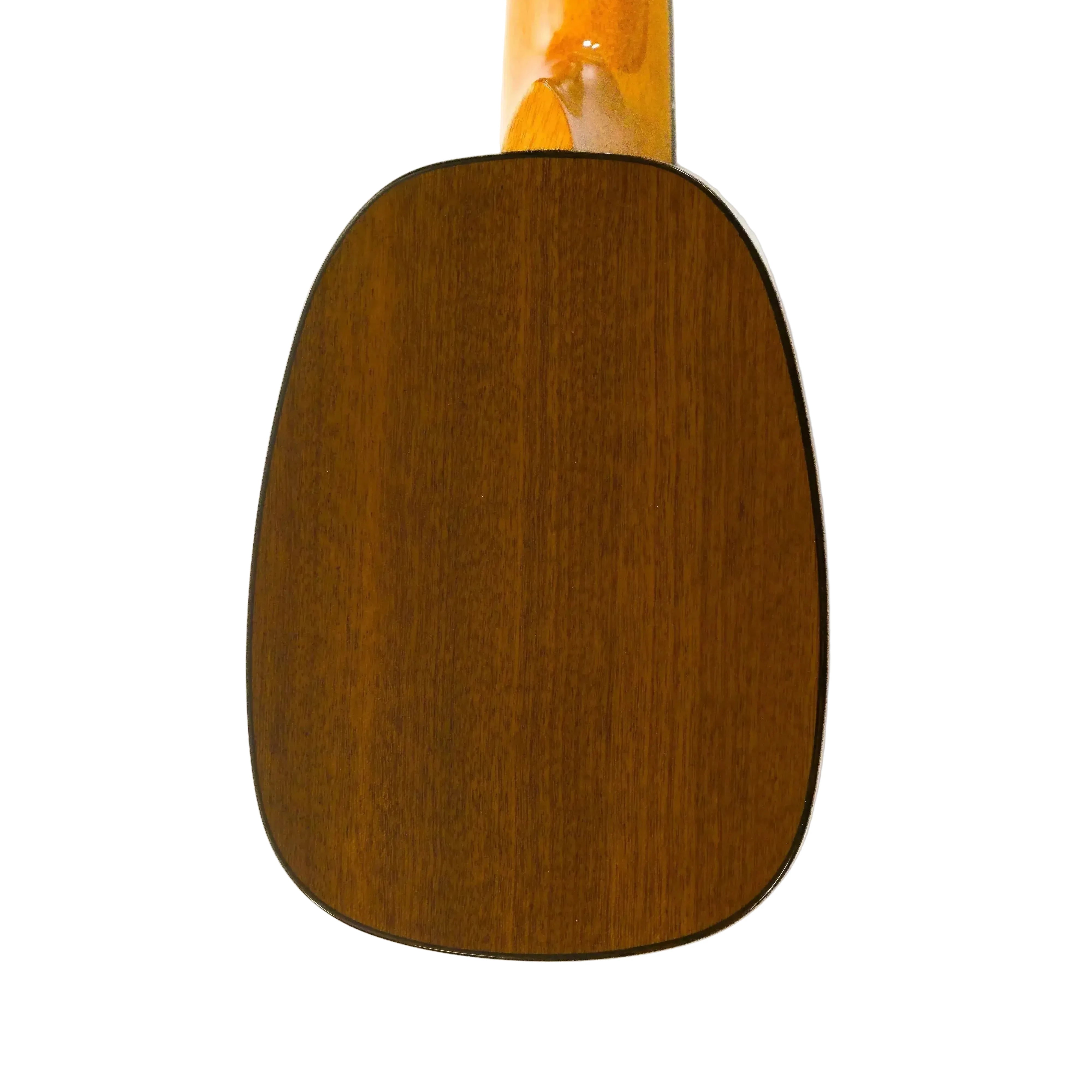 Back of Ohana TTPK-70G Pineapple Sopranissimo Ukulele, showing dark mahogany wood grain.