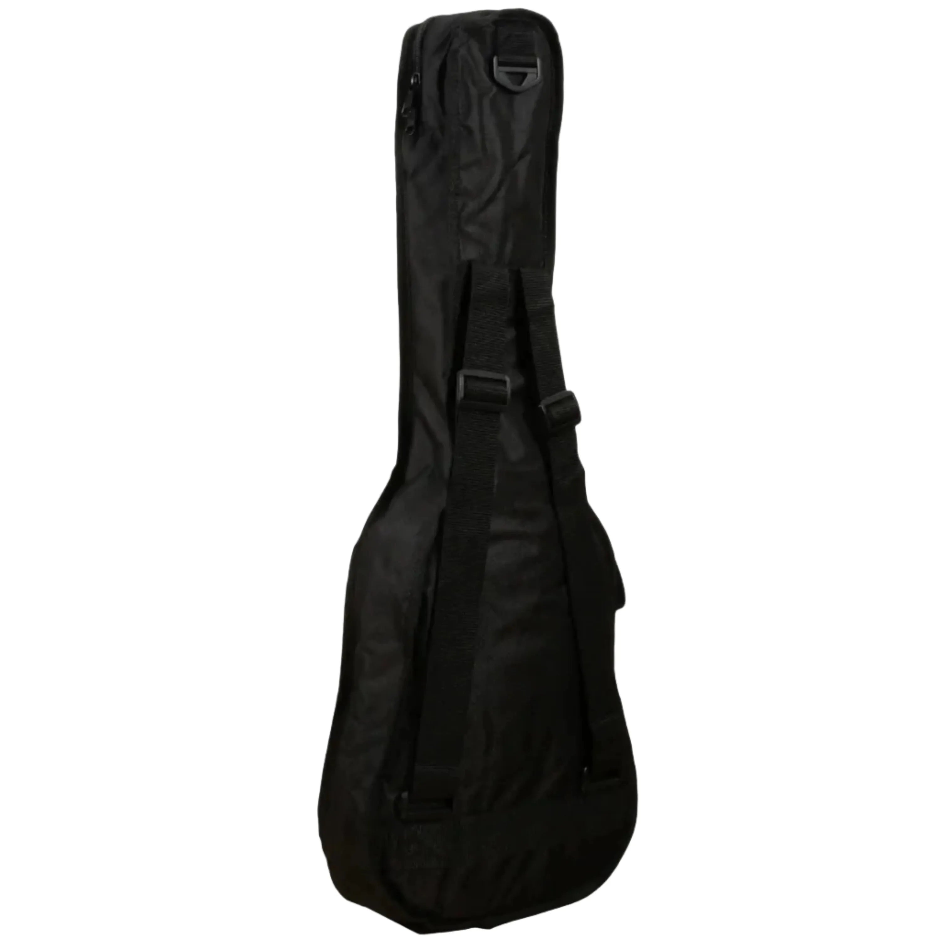 Ohana UB-31-BL black nylon baritone ukulele gigbag with backpack straps and zippered pocket.