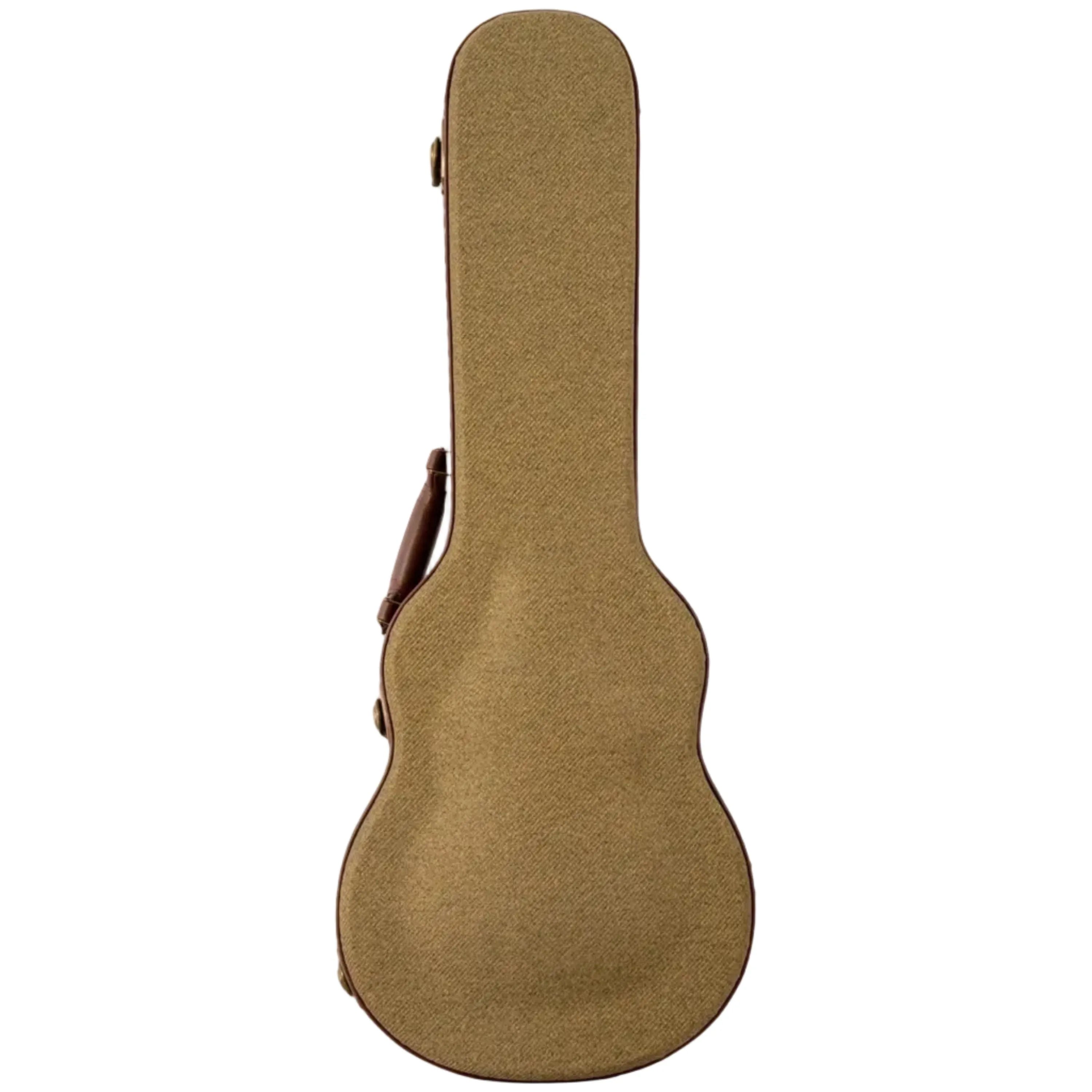 Ohana UOT-31 Baritone Ukulele Hardshell Case in olive twill with brown Tolex trim and handle.