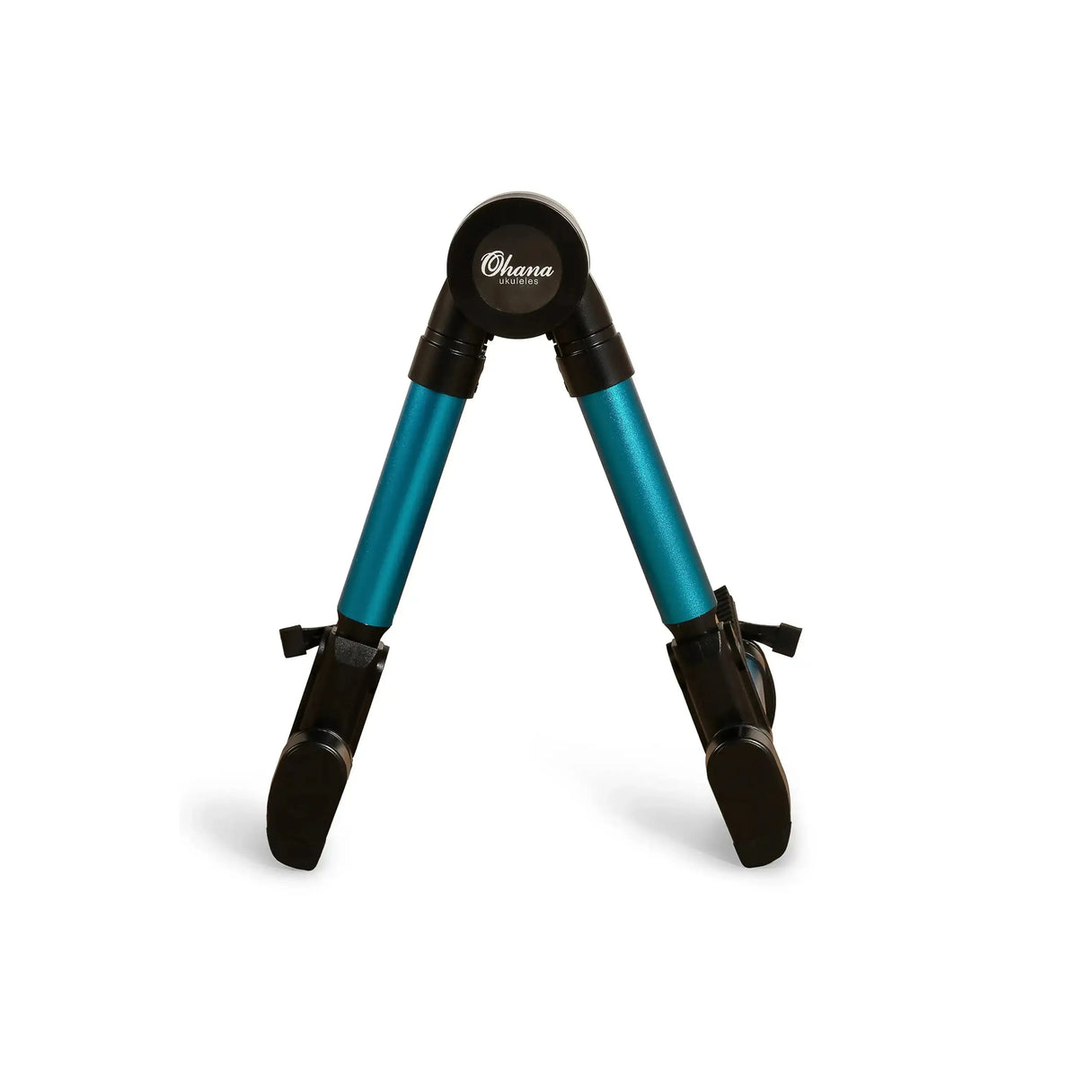 Ohana US-30BL blue aluminum A-frame portable ukulele stand with black accents.
