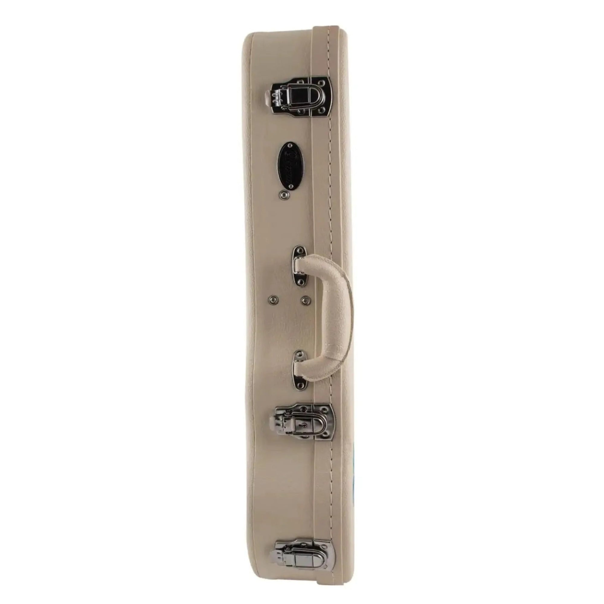 Ohana WEM-24 white concert ukulele hardshell case with chrome latches and handle.