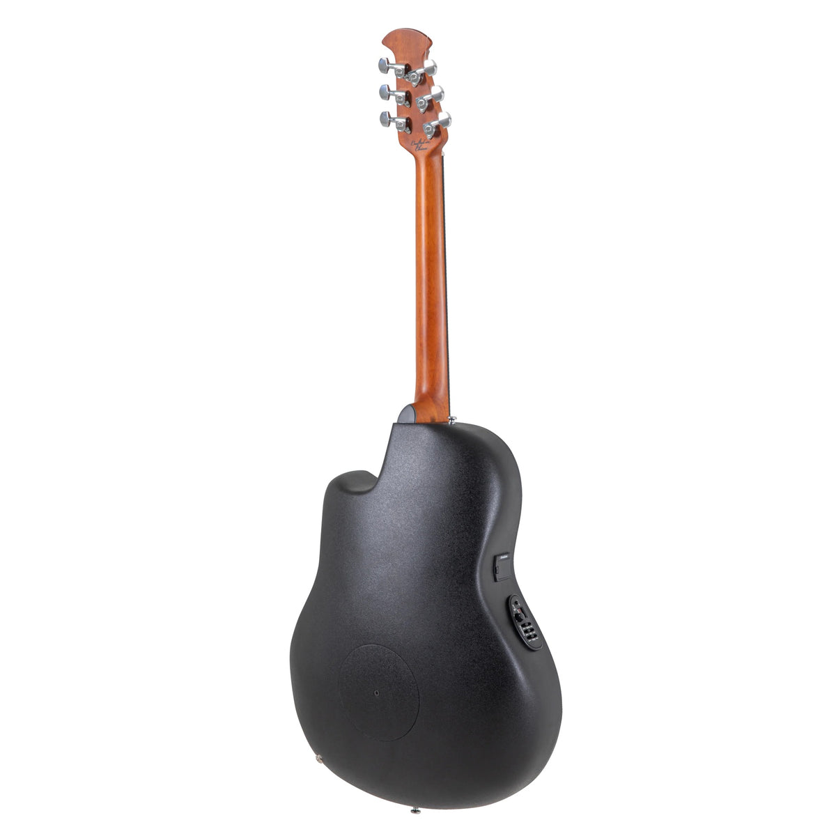 Full back view of the Ovation CE44-4 Natural acoustic-electric guitar, showing the roundback bowl and neck