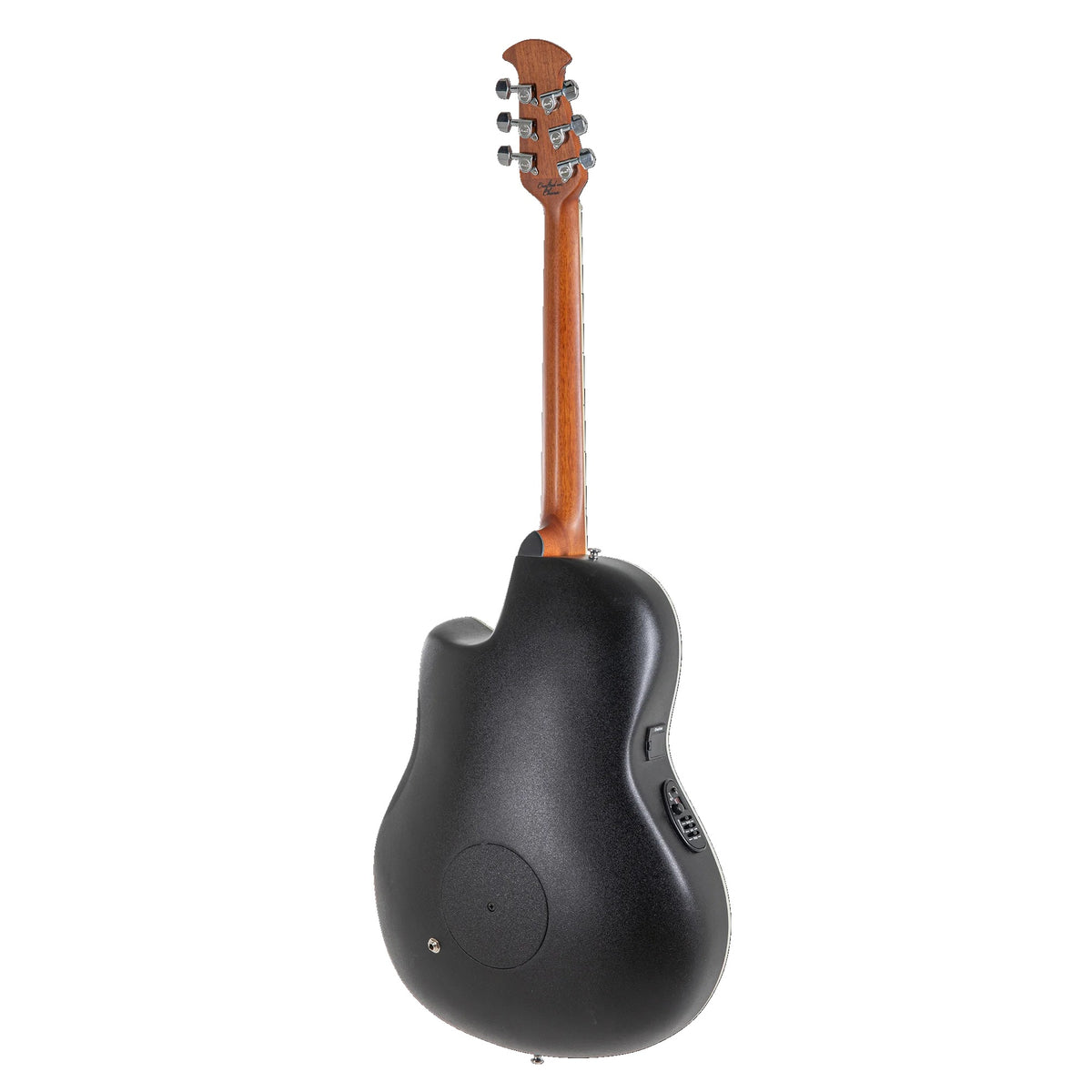 Full back of the Ovation CE44X-9B with Lyrachord bowl, nato neck and chrome tuners