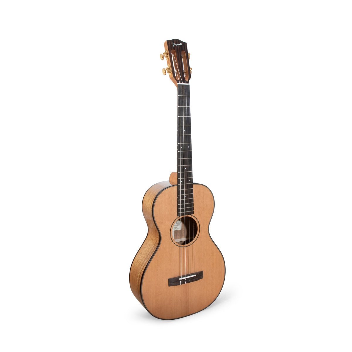 Pono ULN4-1 big baritone ukulele, full front view at an angle.