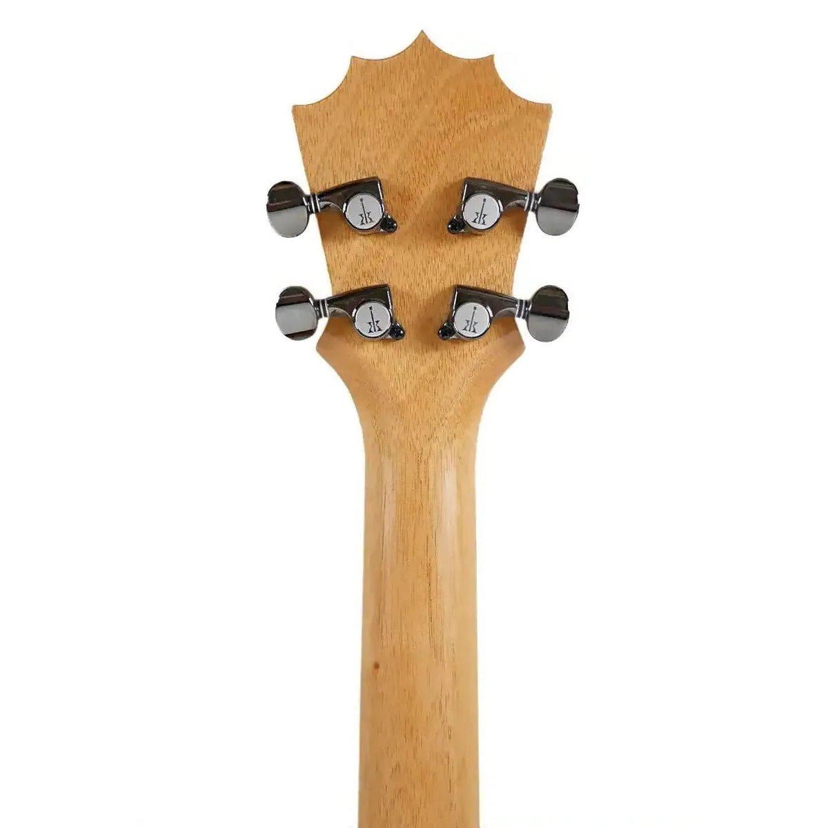 KoAloha KTM-S10 Slimline ukulele #1, back of the headstock and mahogany neck with geared tuners