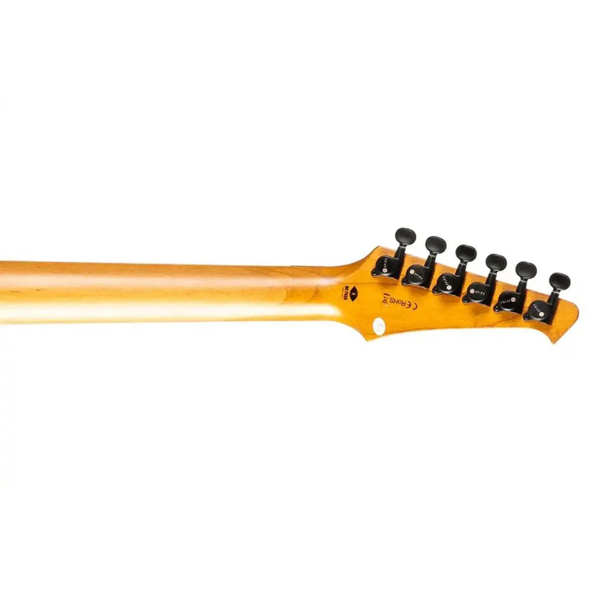 Spira S-500 Stratocaster electric guitar neck and headstock with black tuners.