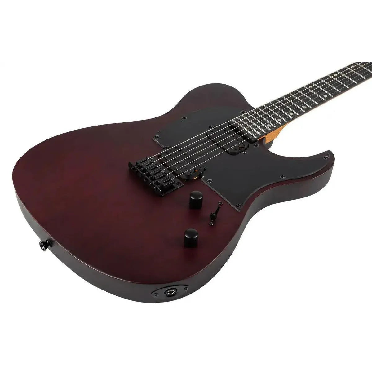 Spira T-400 MWR Wine Red solid body electric guitar with black pickguard and hardware.
