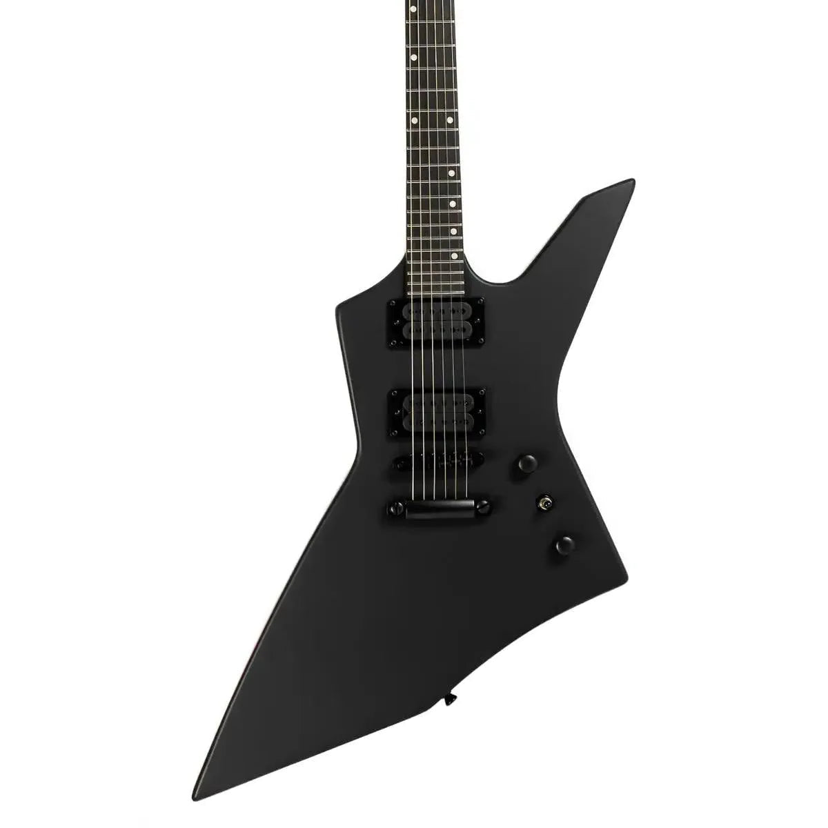 Spira X-400 MBK satin black solid body offset electric guitar with dual humbuckers and dark fretboard.
