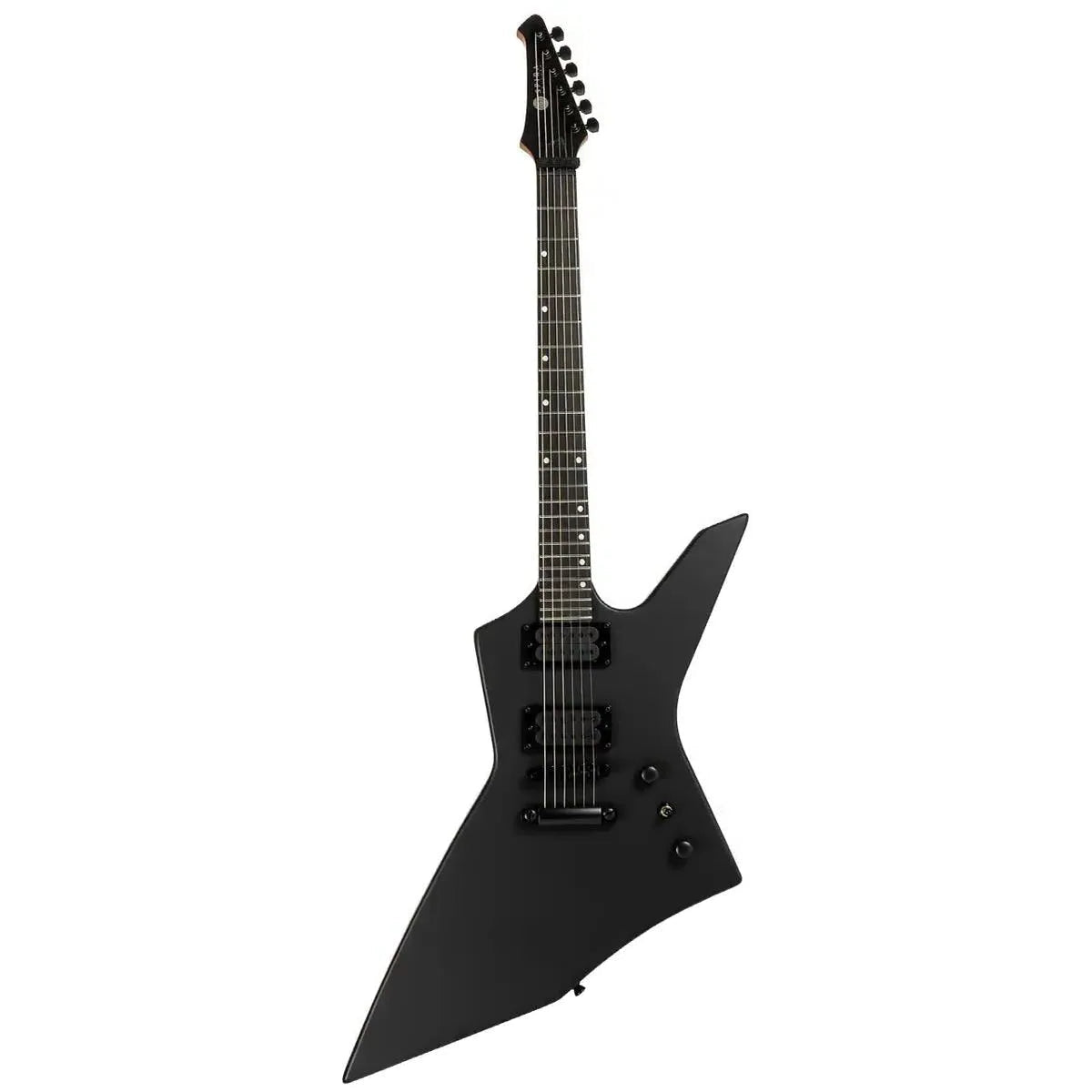 Spira X-400 MBK satin black solid body offset electric guitar with a roasted poplar body.