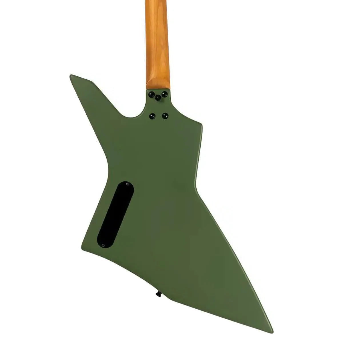 Spira X-400 MGR satin green offset electric guitar, back view with roasted maple neck.