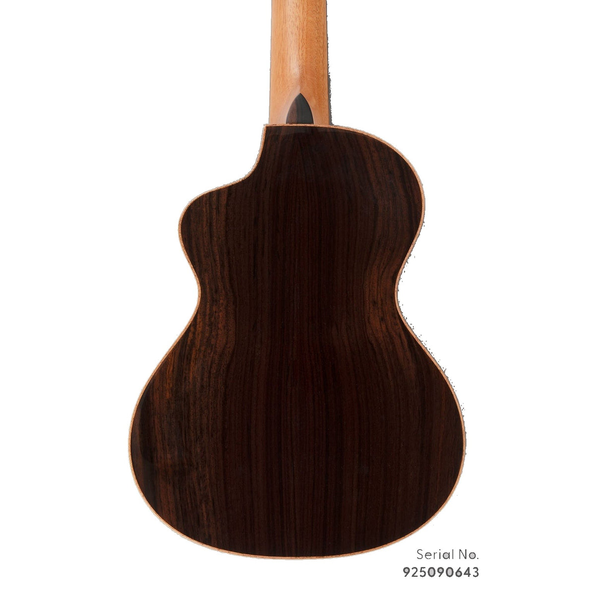 Kala METD-SPR-T Metropolitan Deluxe tenor ukulele, serial 925090643, back view showing the solid rosewood back grain
