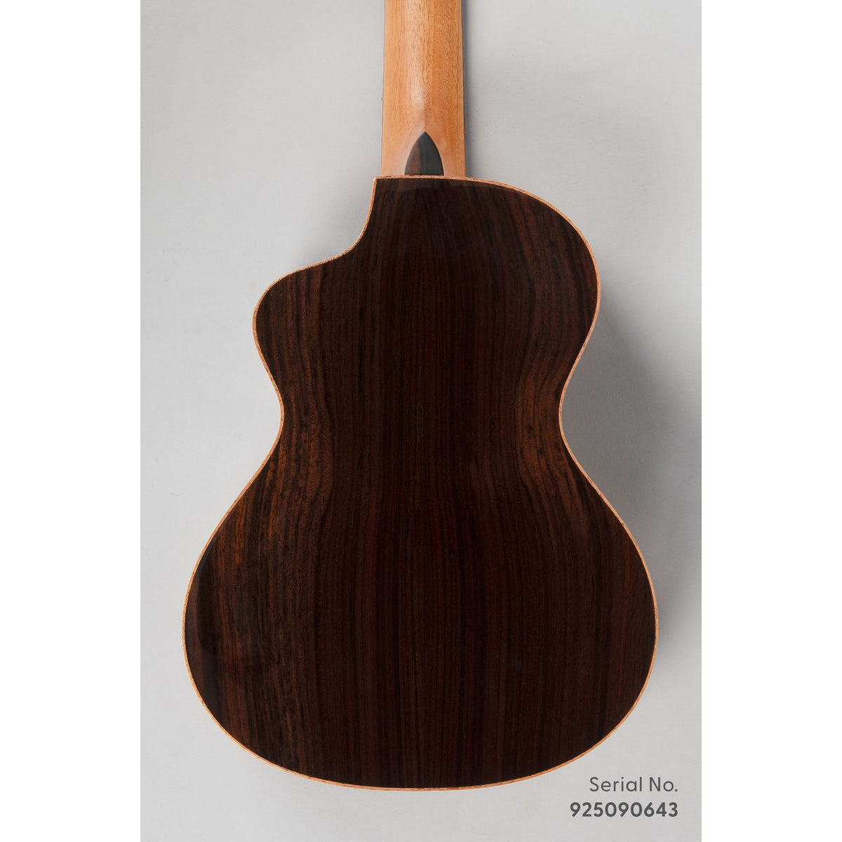 Kala METD-SPR-T Metropolitan Deluxe tenor ukulele, serial 925090643, back view showing the solid rosewood back grain