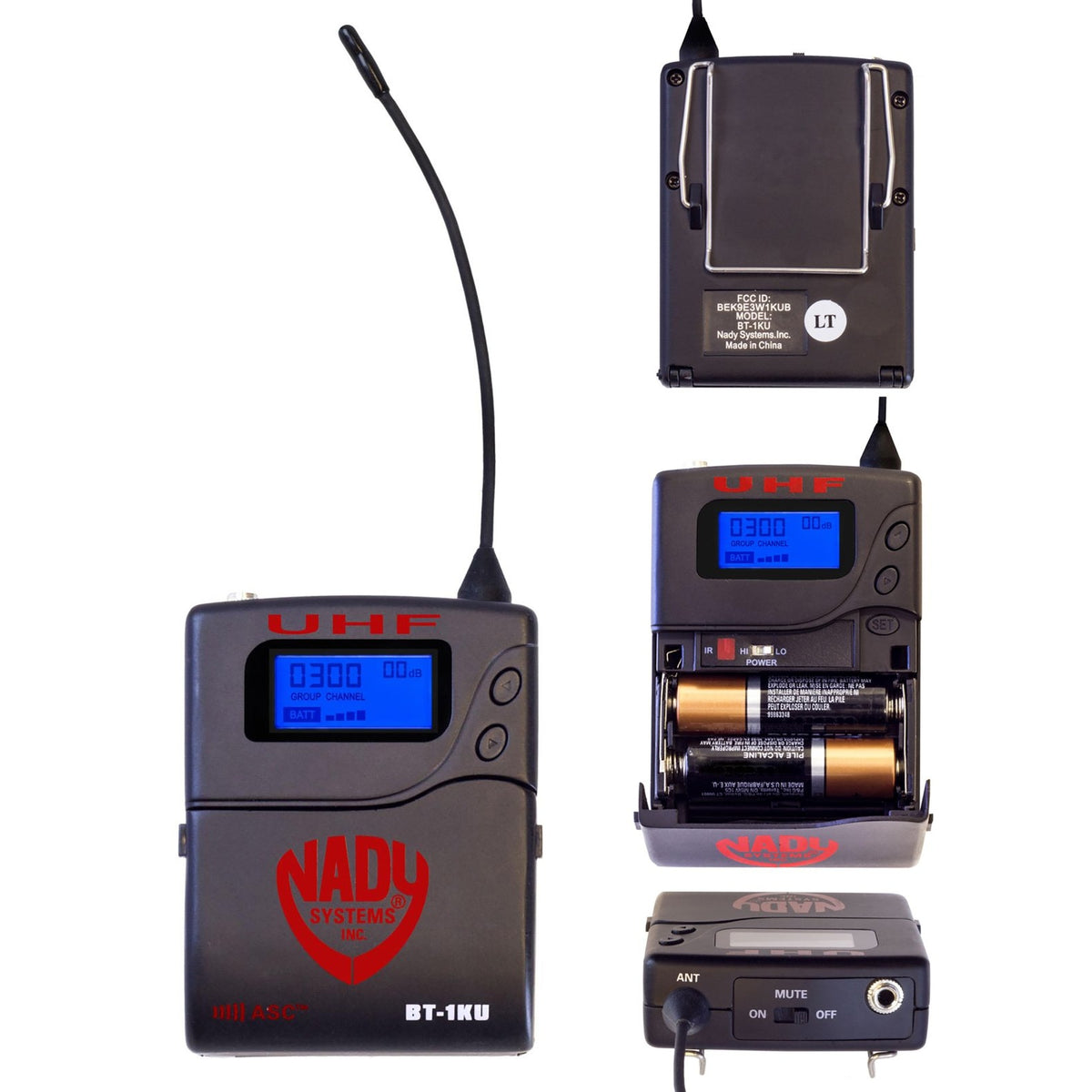Nady BT-1KU LT bodypack transmitter with backlit display, battery compartment and microphone input