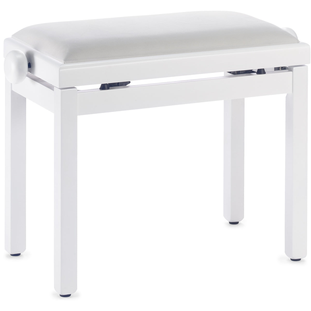 Stagg PB39 WHM VWH matt white piano bench with a white velvet top and side adjustment knob