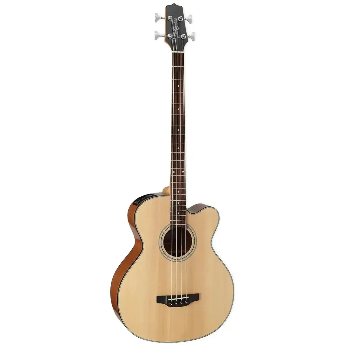 Takamine GB30CE NAT acoustic-electric bass with natural spruce top, mahogany back, and Venetian cutaway.