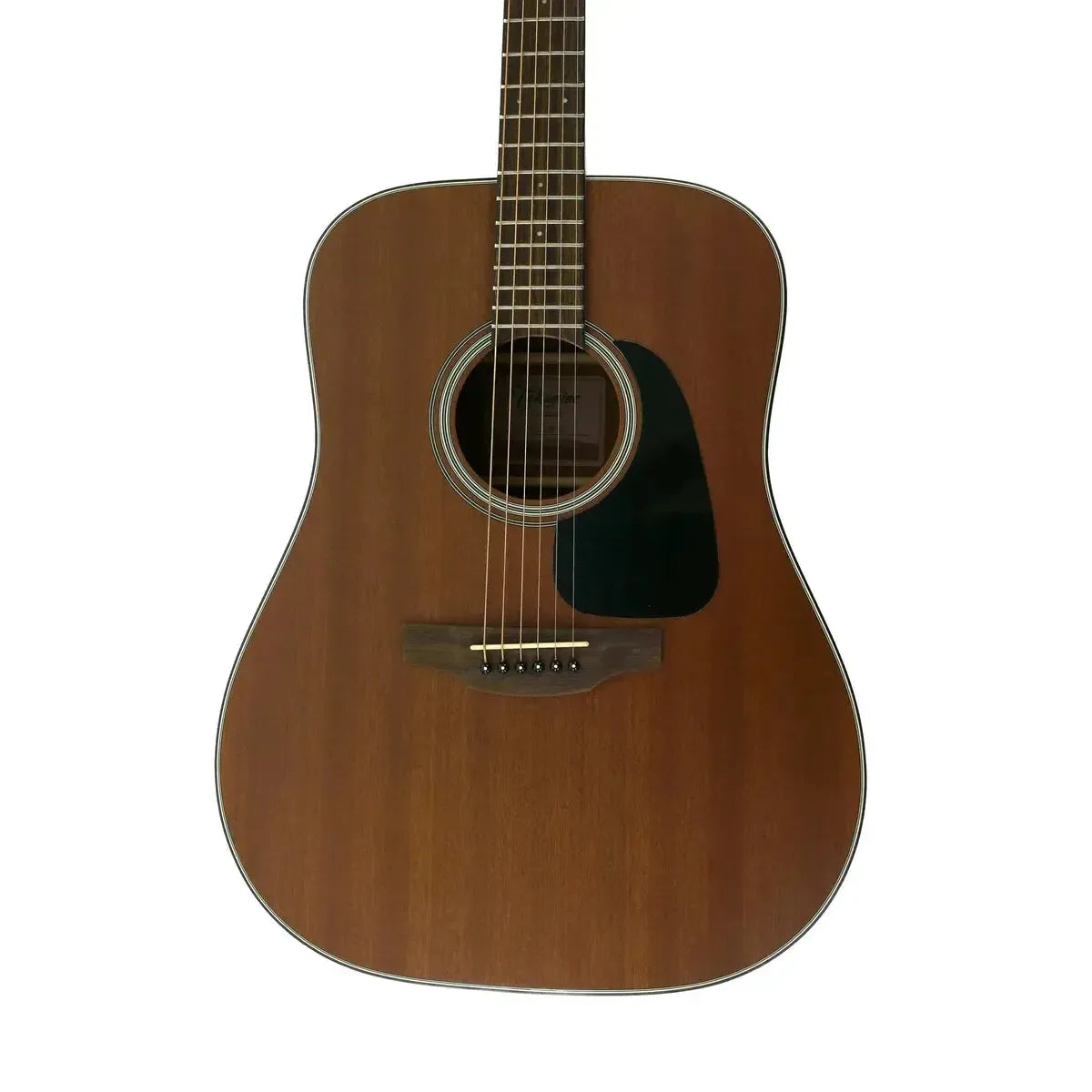 Takamine GD11M NS acoustic guitar with a natural satin Sapele finish, black pickguard, and Laurel fingerboard.
