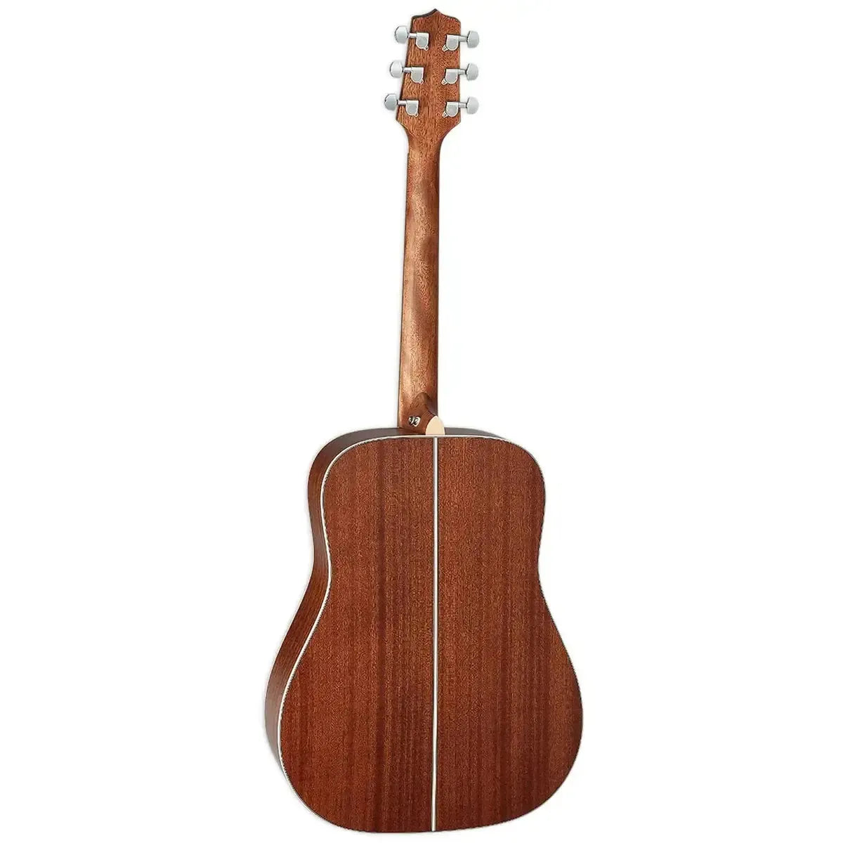 Takamine GD20 NS Dreadnought Acoustic Guitar, natural satin finish, showing the back and neck.