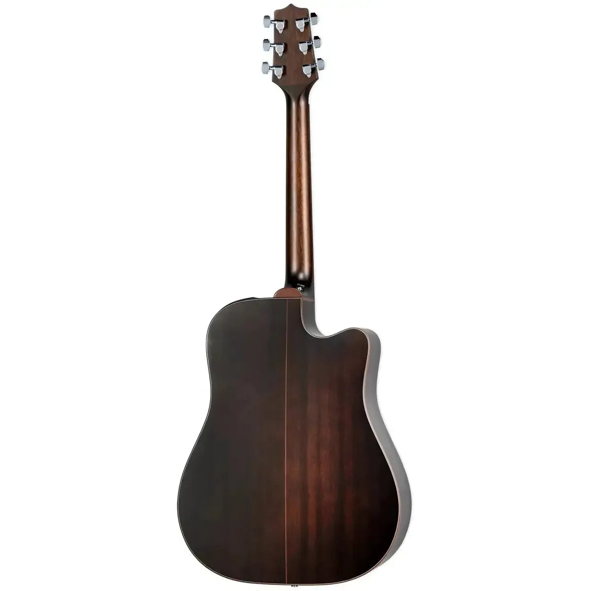 Takamine GD21CELH SM Dreadnought Cutaway Left-Handed Acoustic-Electric Guitar, back view, Molasses finish.